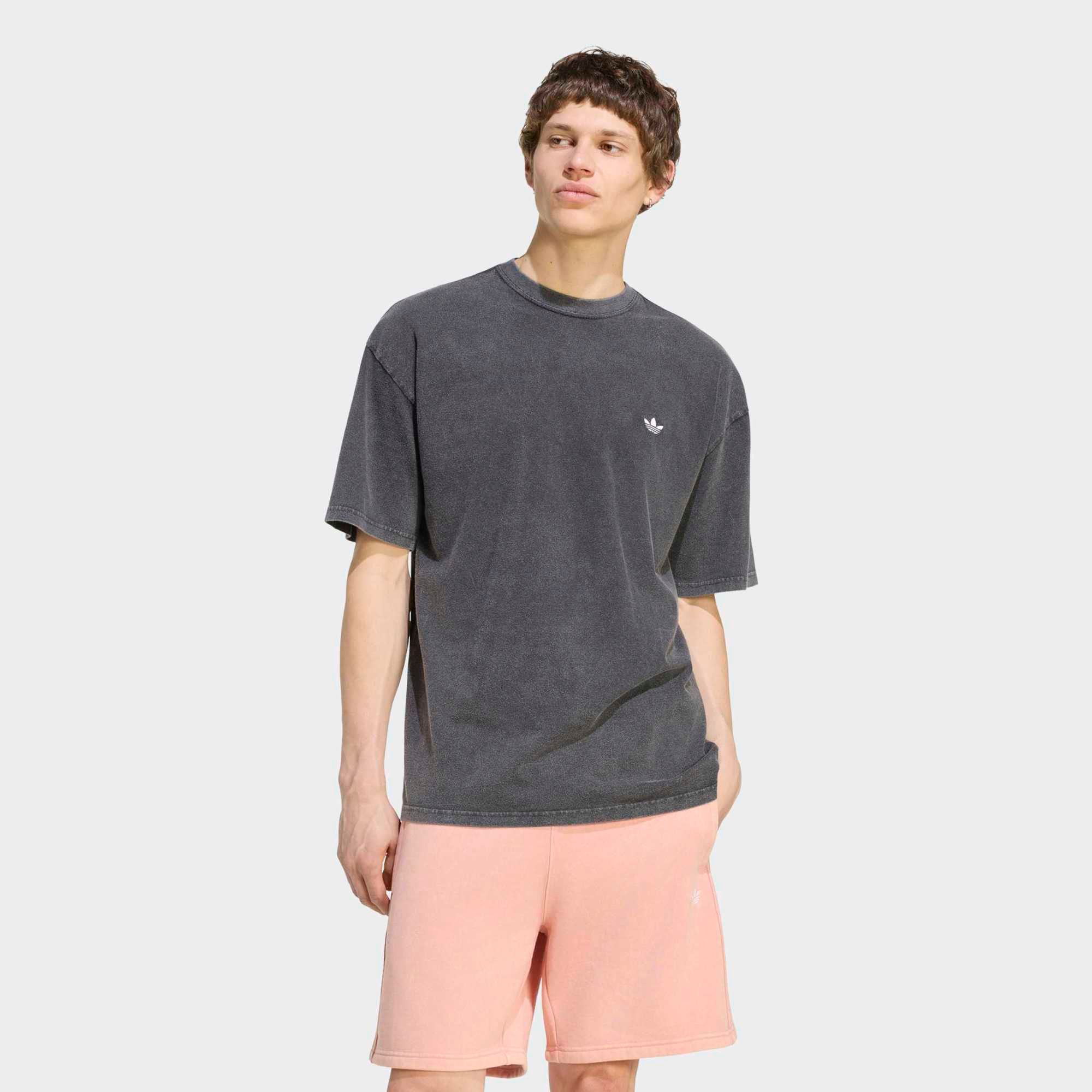 adidas Originals Men's Trefoil Essentials Washed Loose Dropped Shoulder T-Shirt, XL, Black
