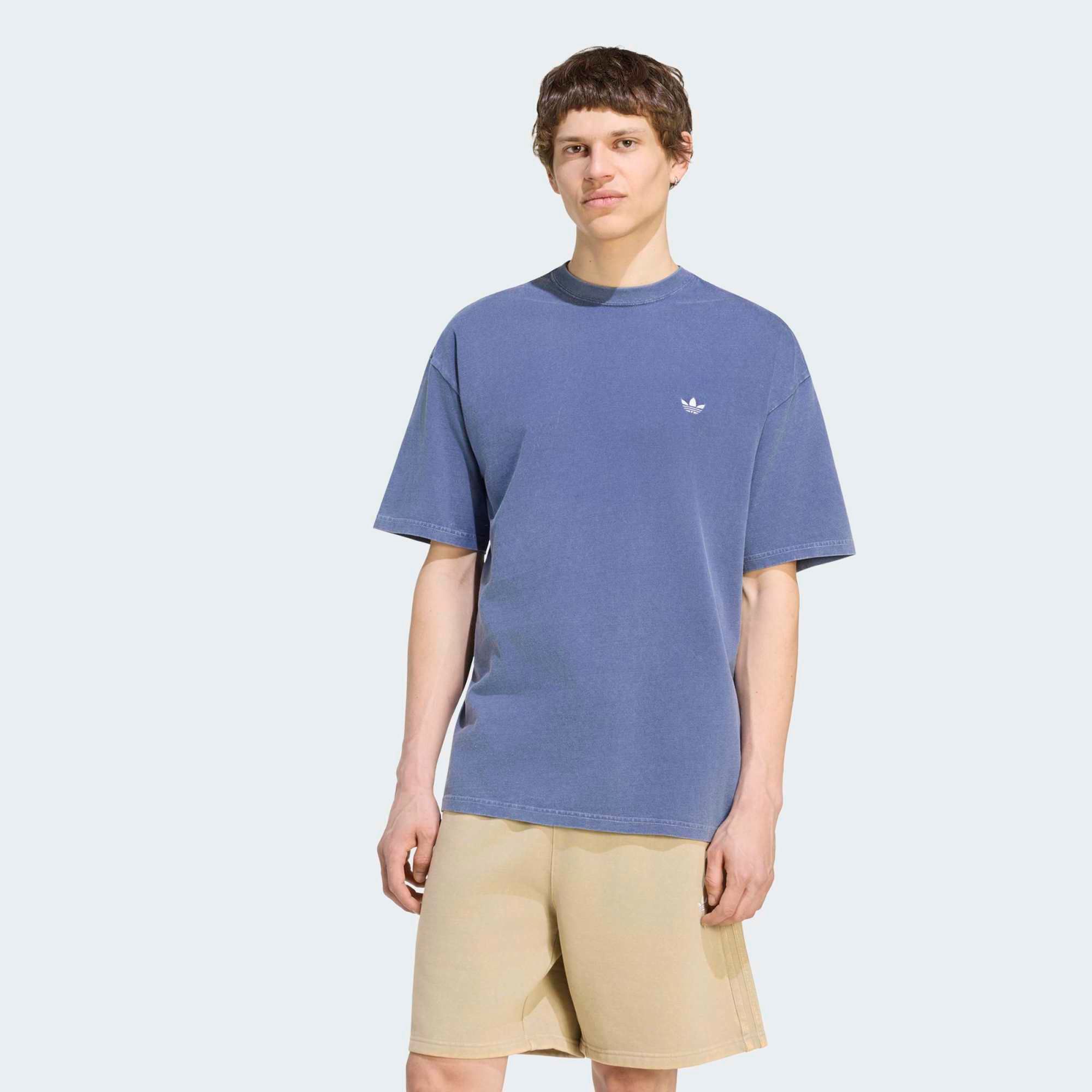 adidas Originals Men's Trefoil Essentials Washed Loose Dropped Shoulder T-Shirt