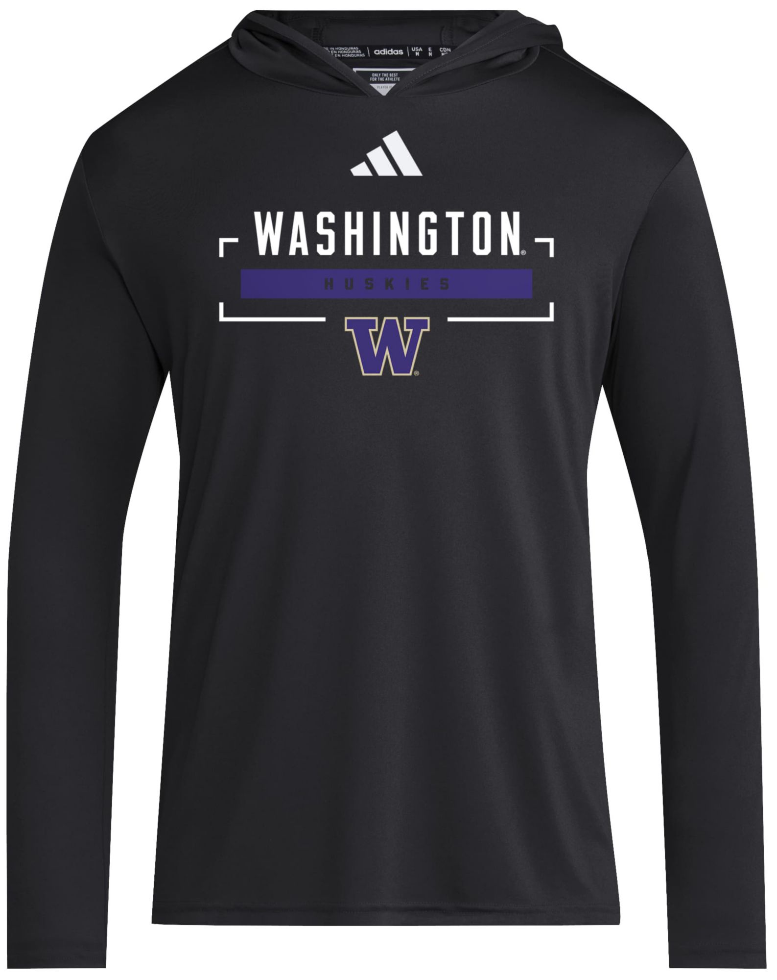 adidas Men's Washington Huskies Black Icon Long Sleeve Shirt