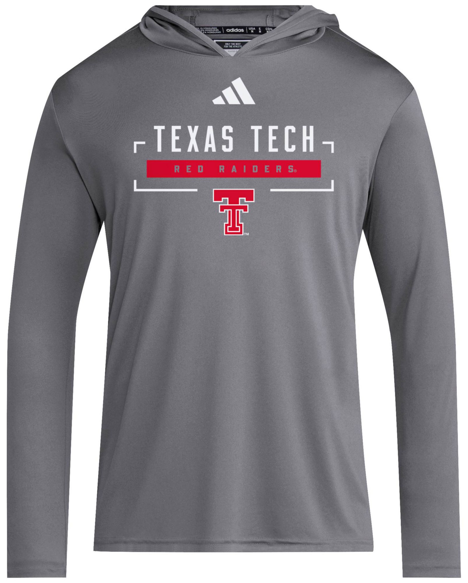 adidas Men's Texas Tech Red Raiders Grey Icon Long Sleeve Shirt, XL, Gray