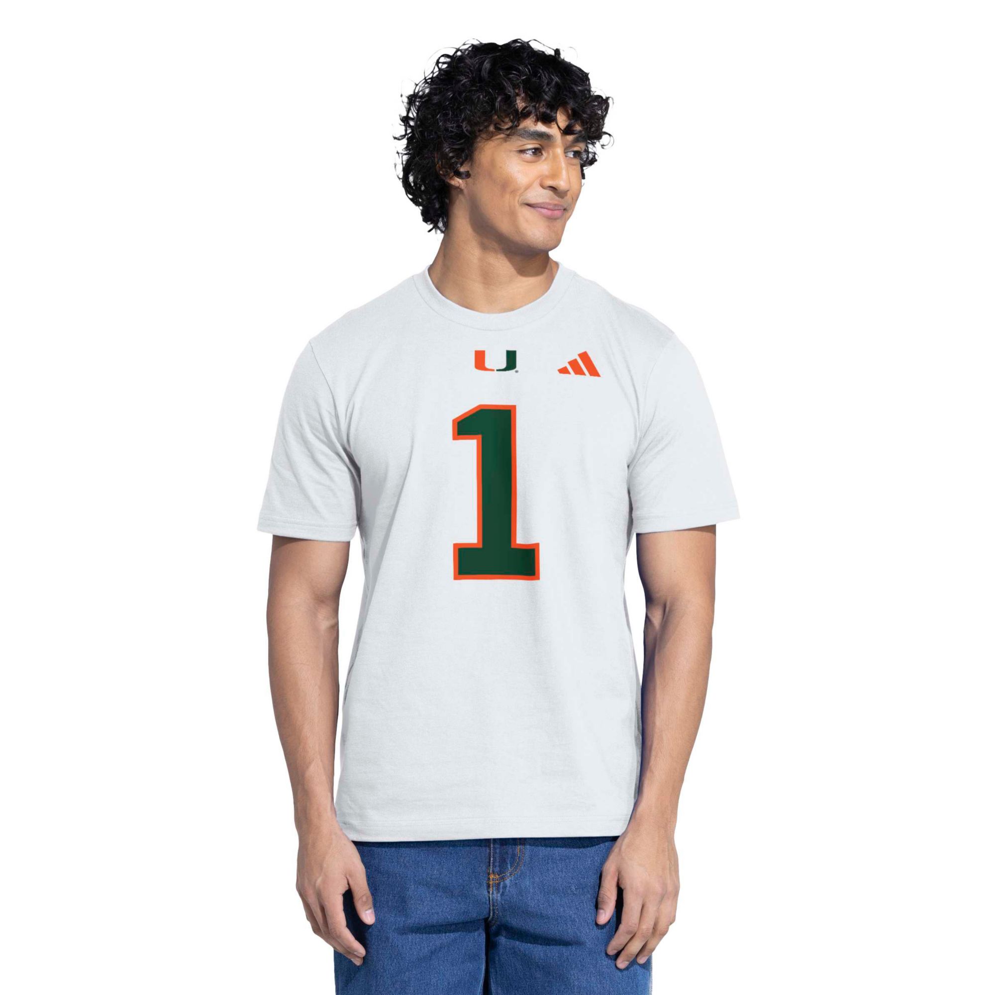 adidas Men's Miami Hurricanes Malachi Toney White T-Shirt
