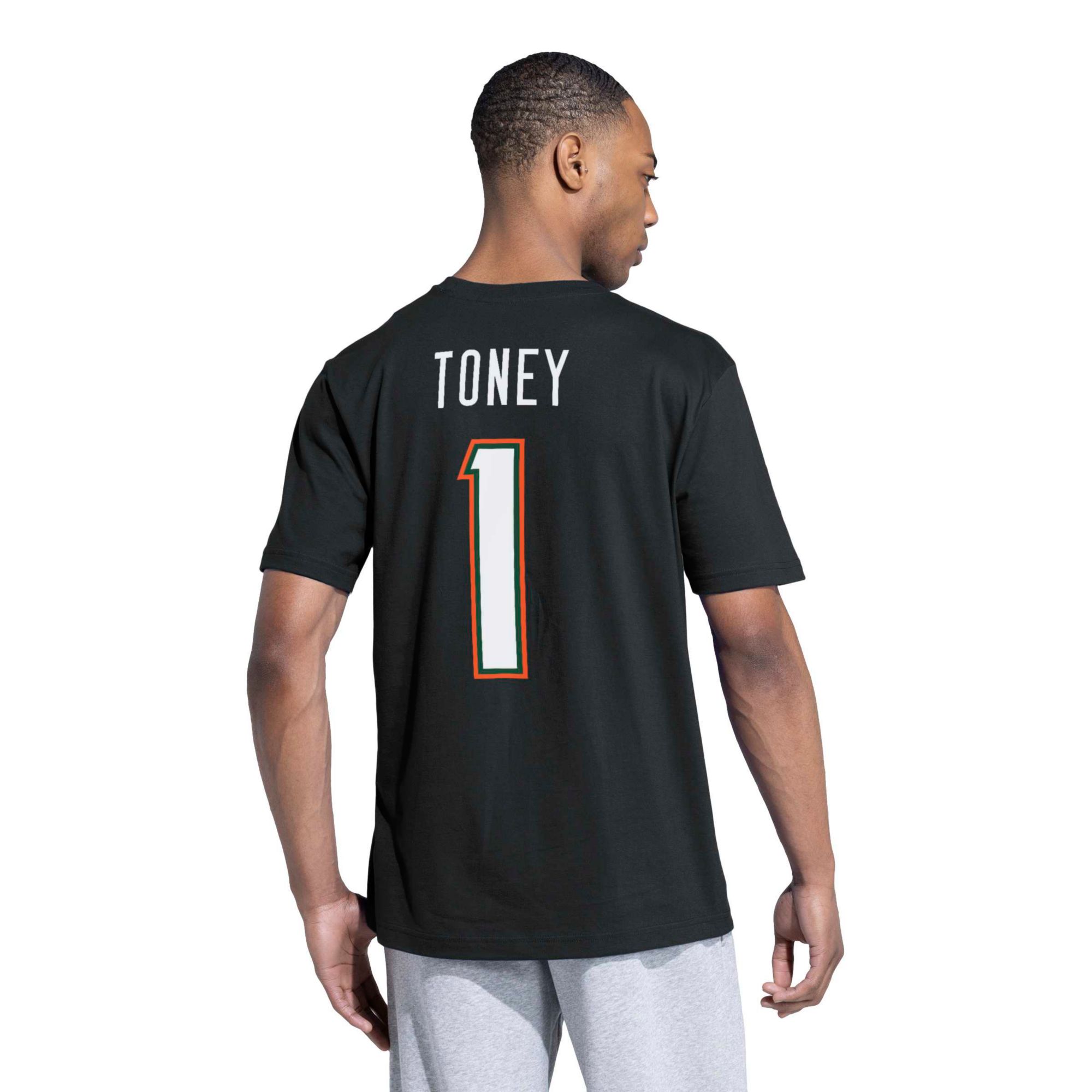 adidas Men's Miami Hurricanes Malachi Toney Black T-Shirt