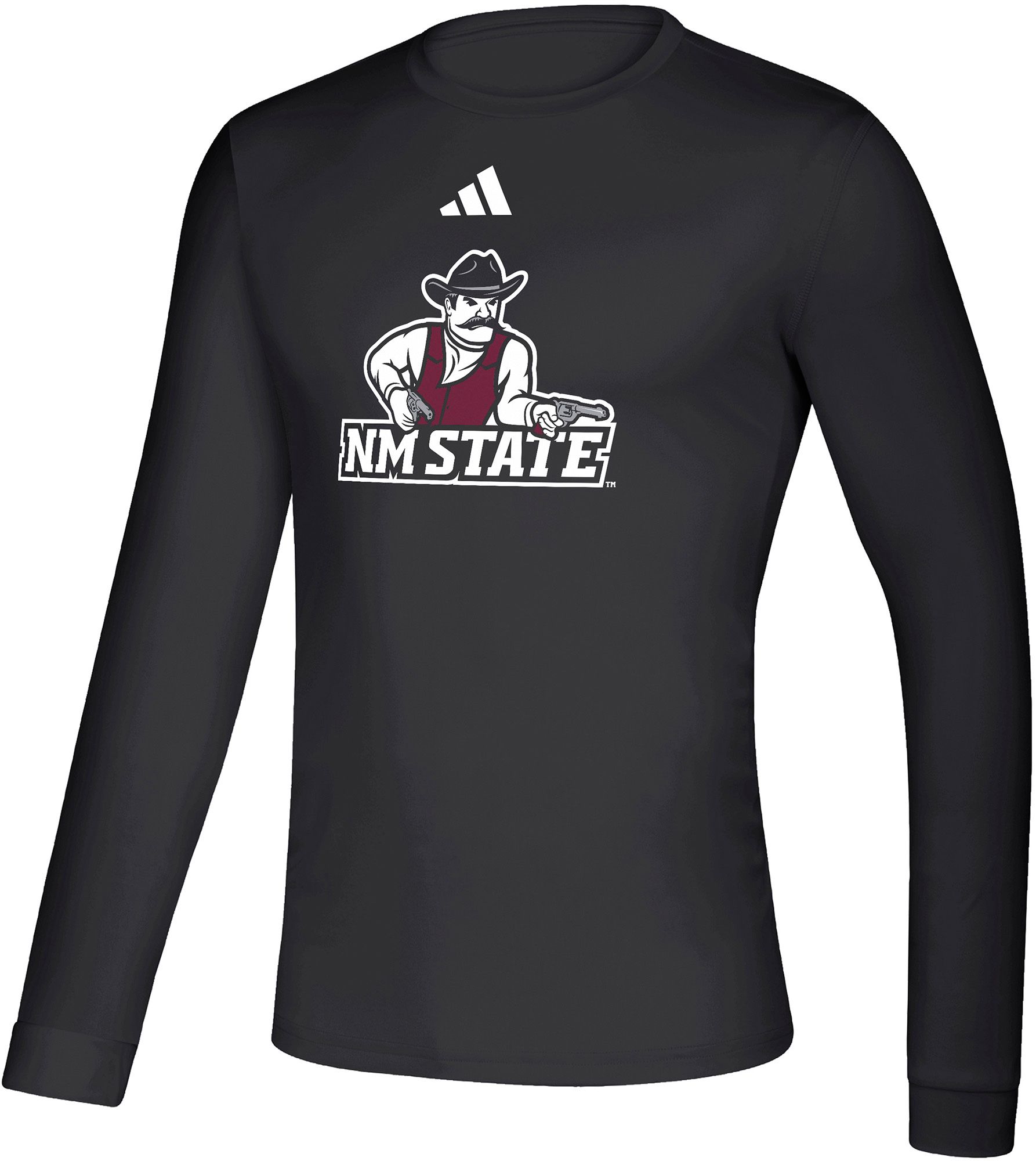 adidas Men's New Mexico State Aggies Black Pregame Stacked Logo Long Sleeve Shirt