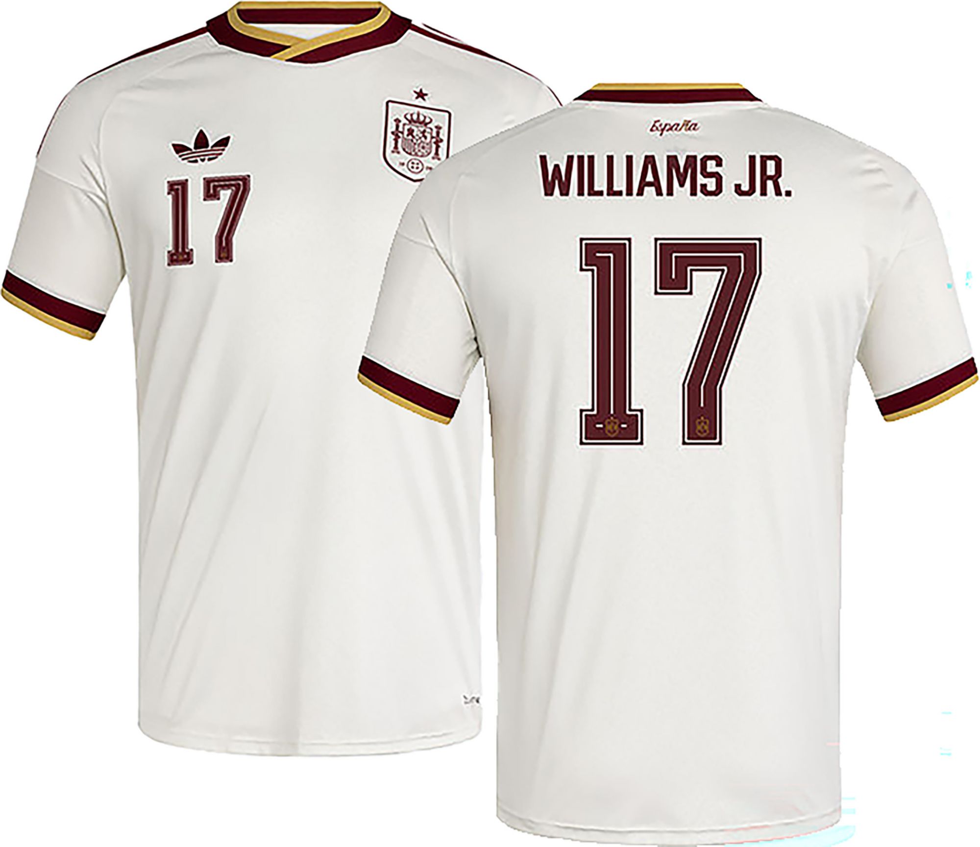 adidas Adult Nico Williams #17 Spain 2026 Off White Away Replica Jersey