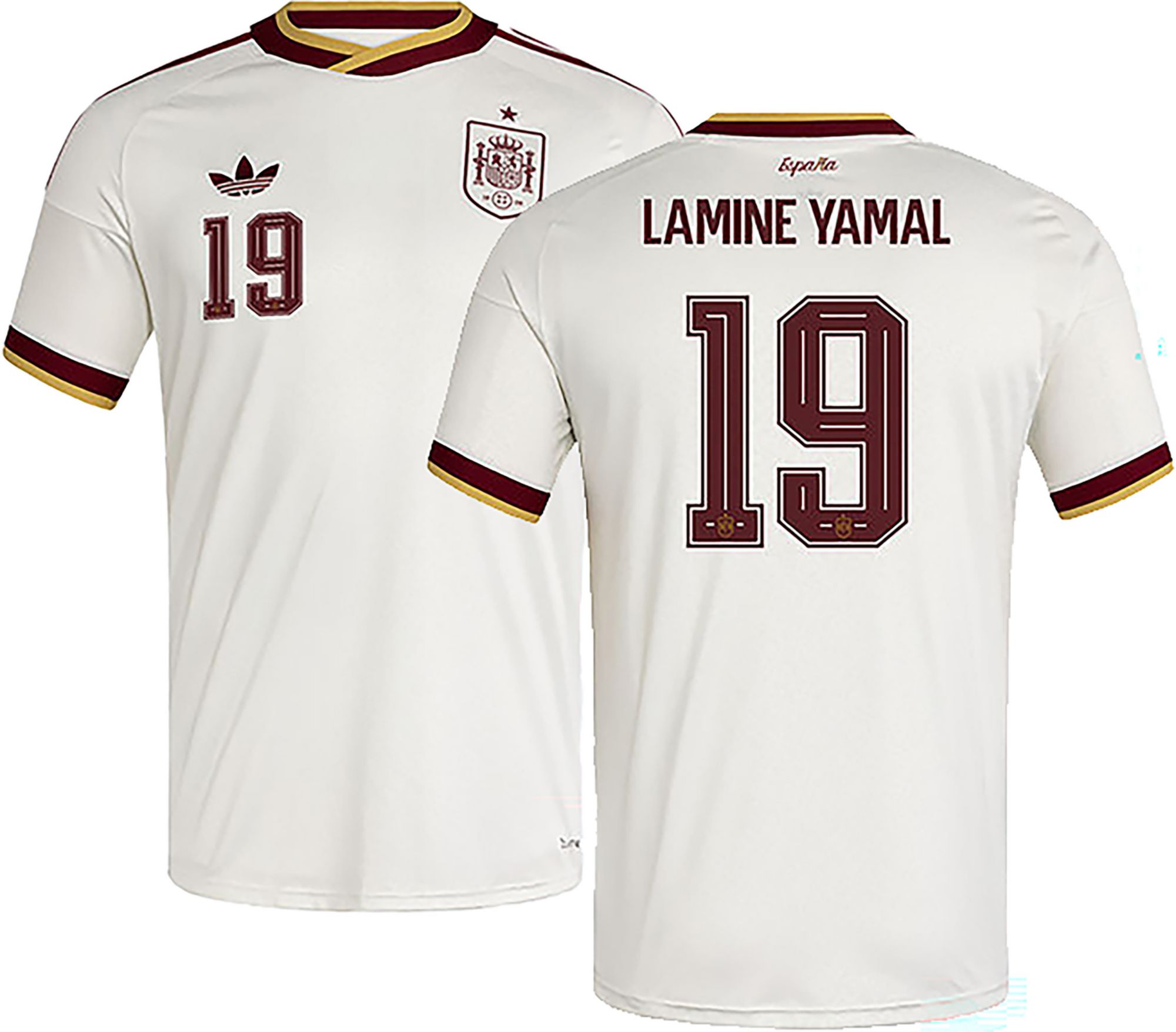 adidas Adult Lamine Yamal #19 Spain 2026 Off White Away Replica Jersey