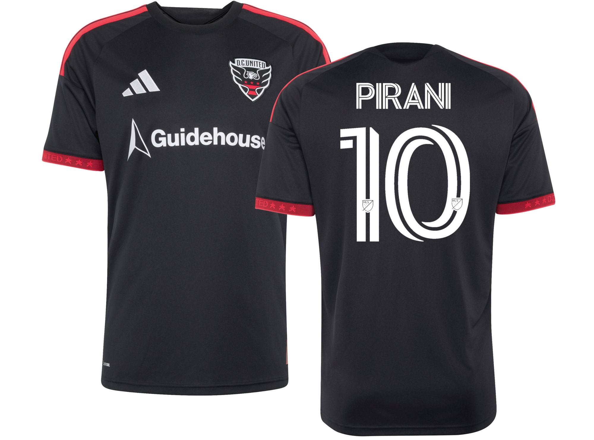 adidas Adult D.C. United Gabriel Pirani #10 2026 Primary Replica 'Black-and-Red Kit' Jersey