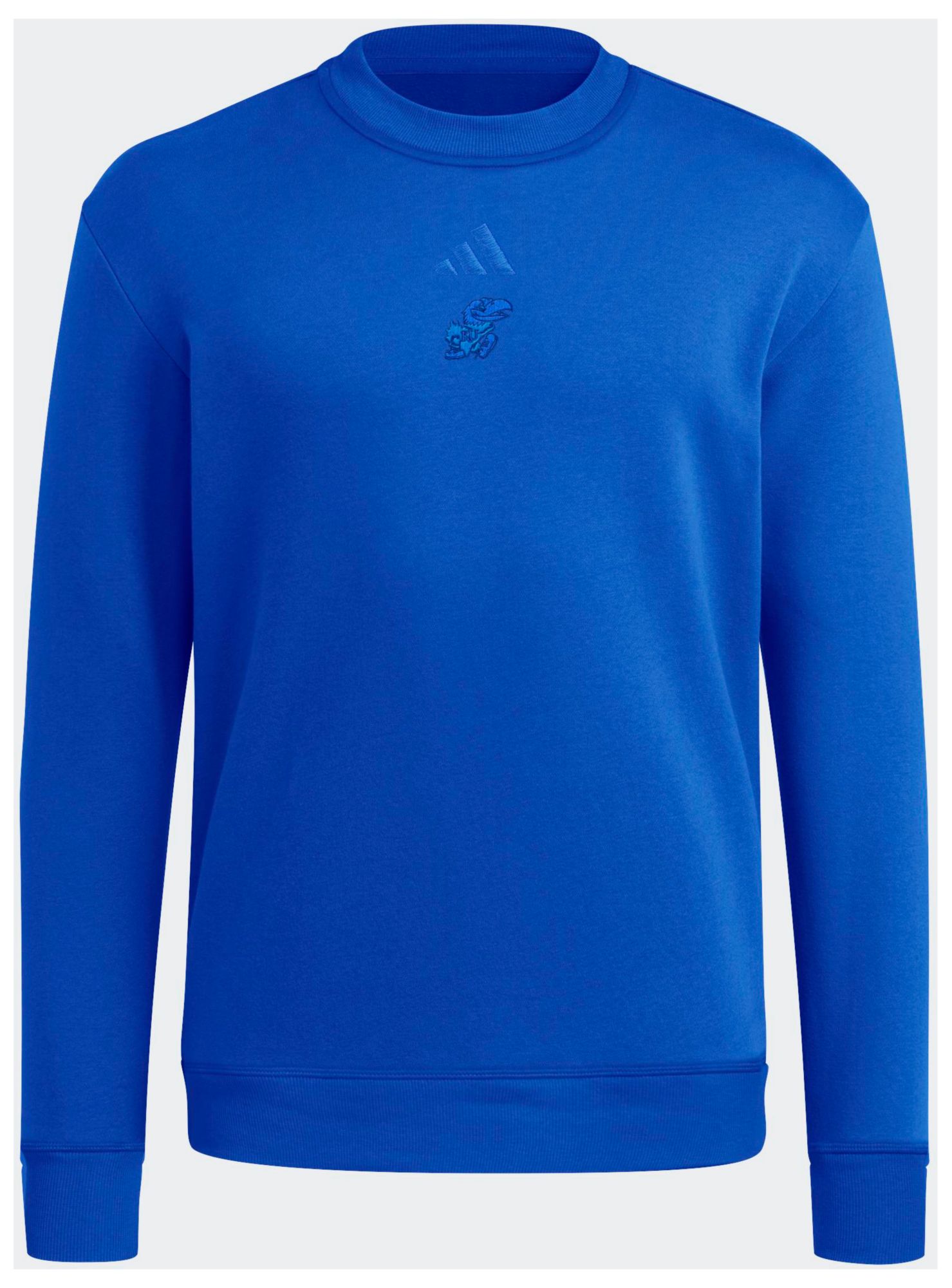 adidas Men's Kansas Jayhawks Royal Coaches Cozy Crewneck Sweatshirt