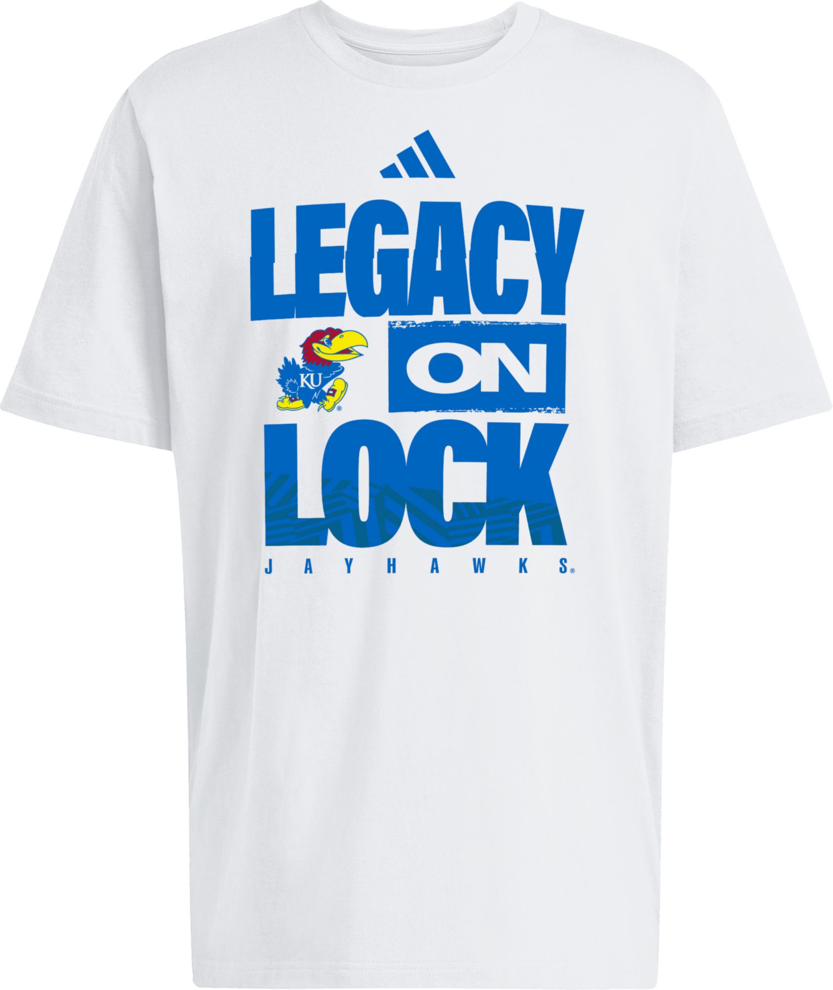 adidas Adult Kansas Jayhawks 'Legacy On Lock' White Bench T-Shirt