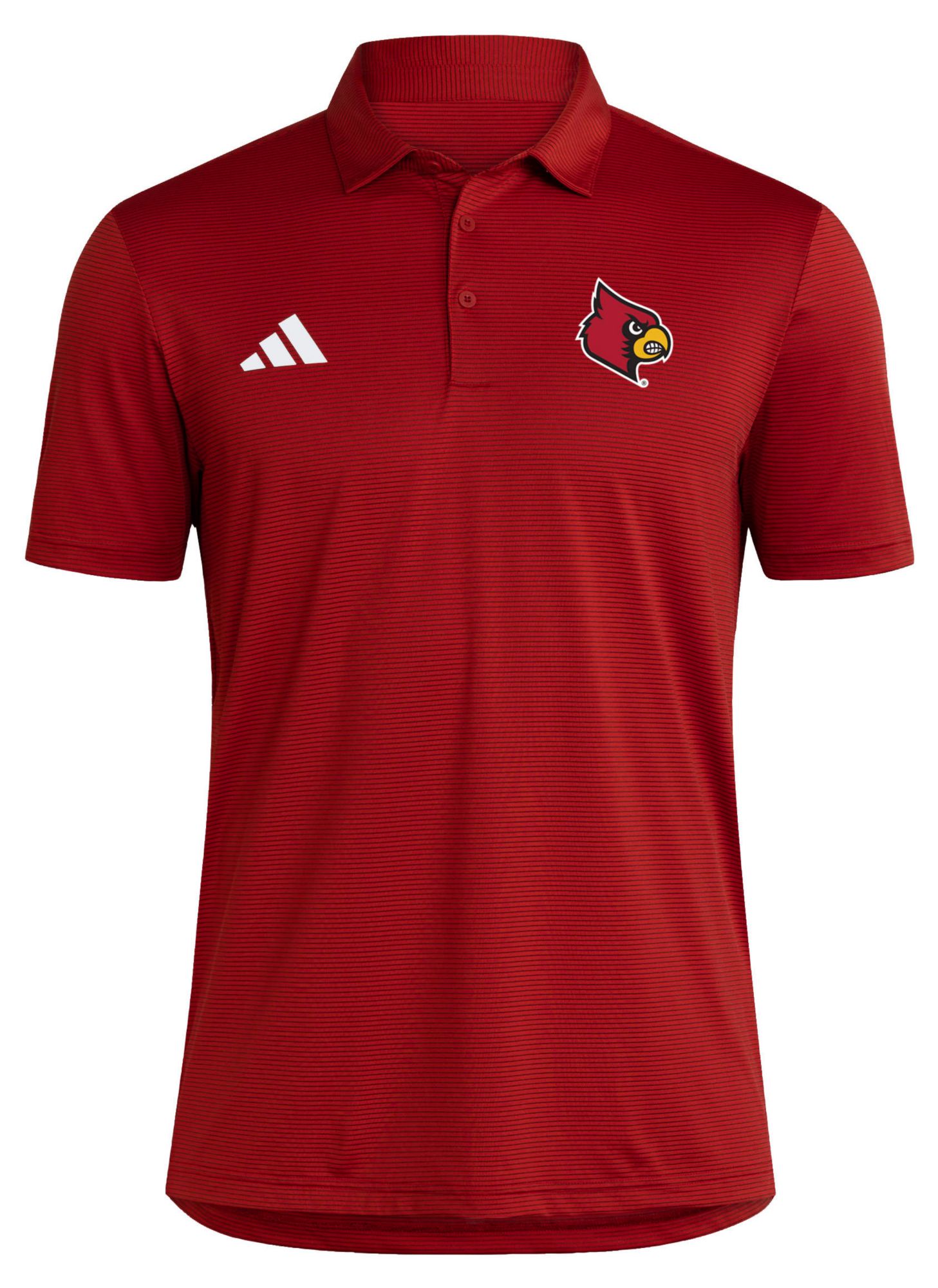 adidas Men's Louisville Cardinals Red Ultimate Stripe Coaches Polo
