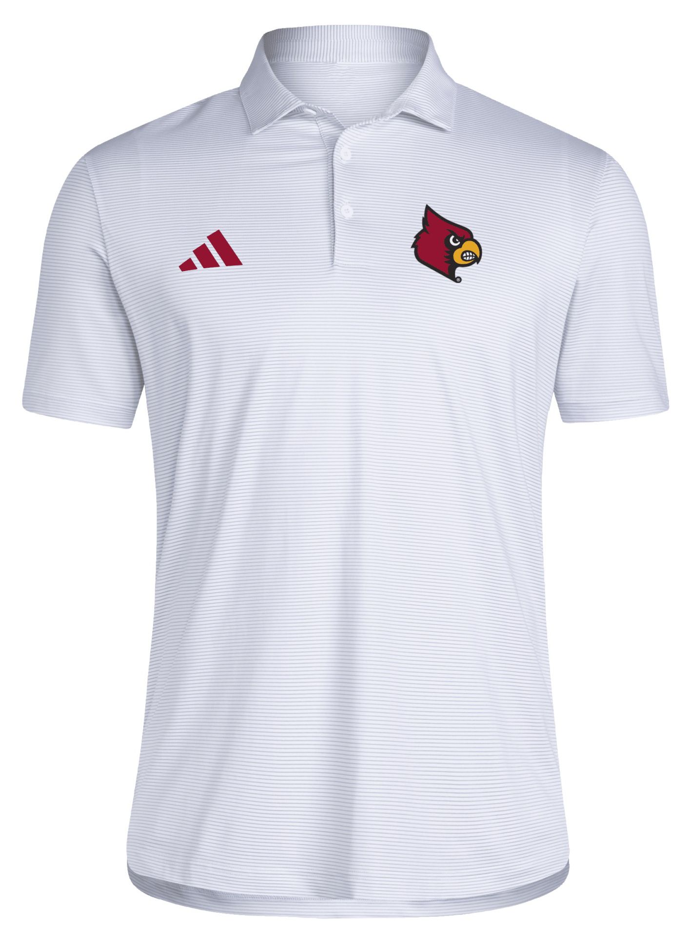 adidas Men's Louisville Cardinals White Ultimate Stripe Coaches Polo