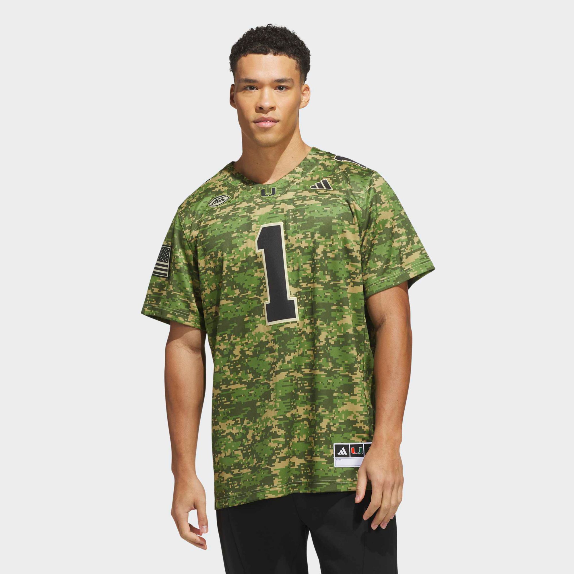 adidas Men's Miami Hurricanes Camo Premier Strategy Jersey