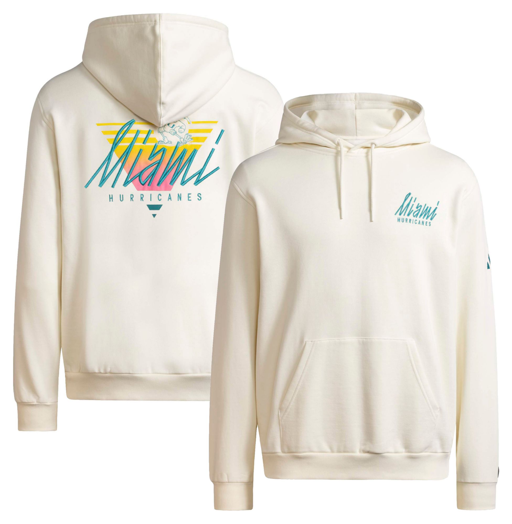 adidas Men's Miami Hurricanes Cream Vintage Vault Hoodie