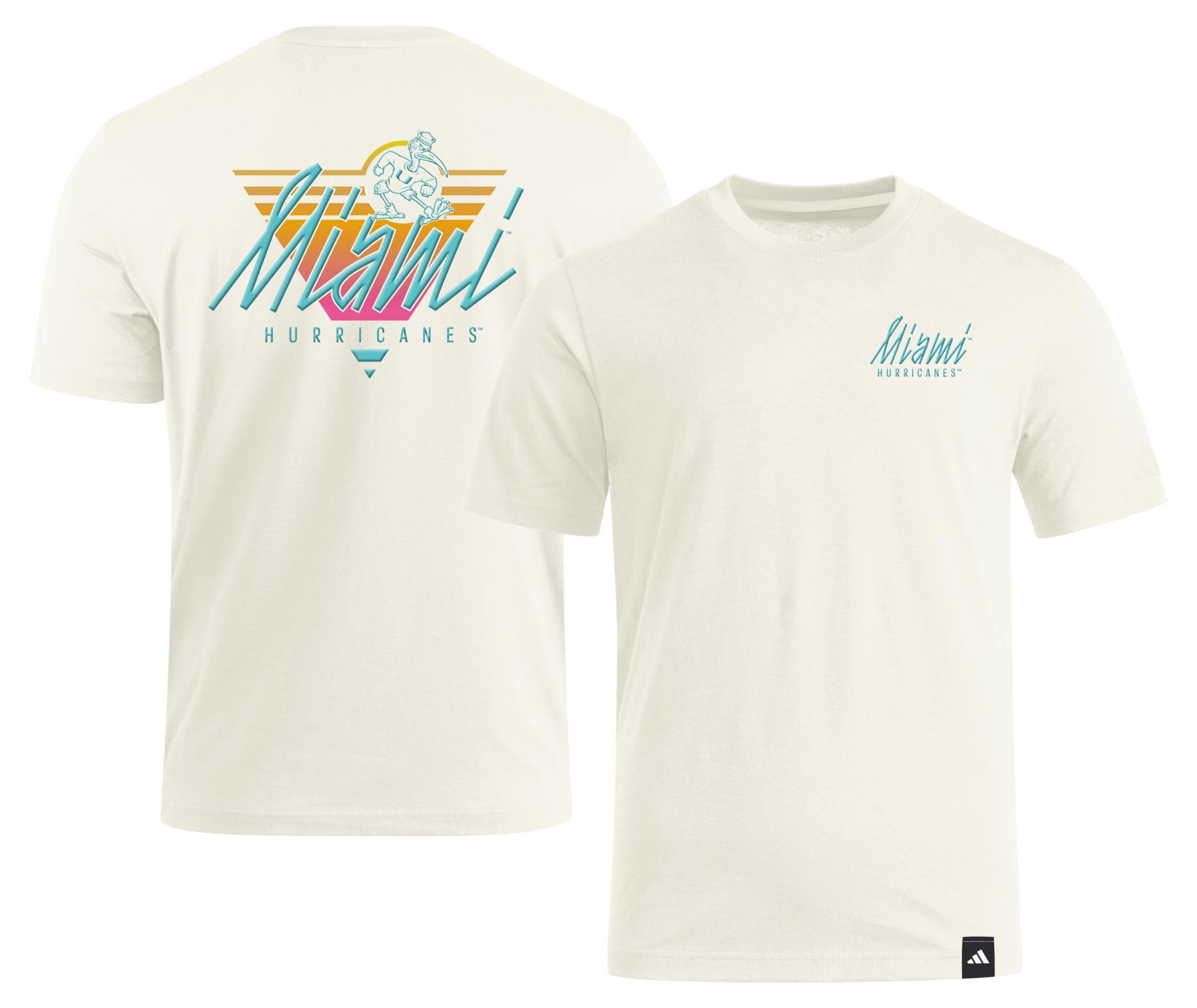 adidas Men's Miami Hurricanes Cream Vintage Vault T-Shirt