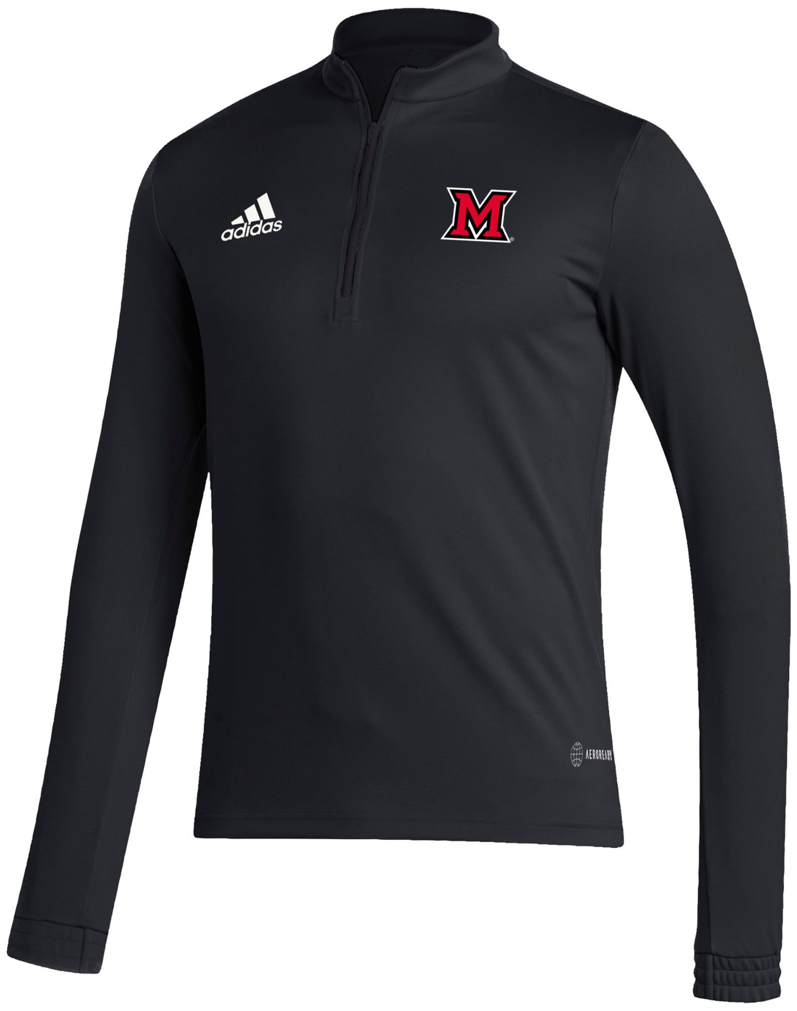 adidas Men's Miami RedHawks Black 1/4 Zip Pullover
