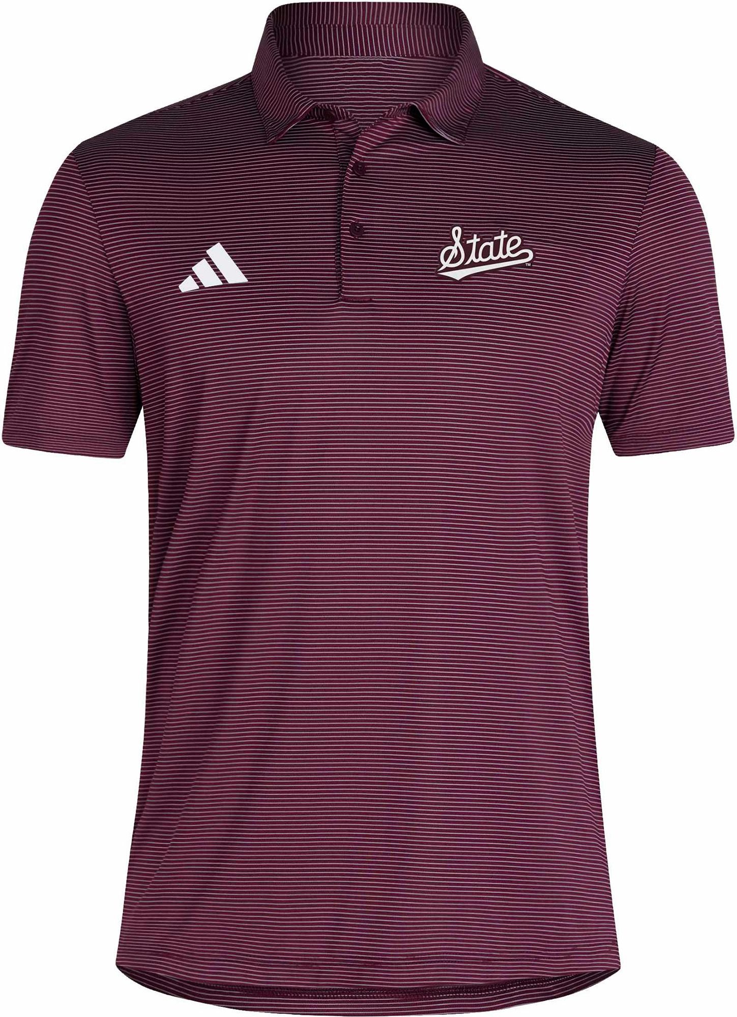 adidas Men's Mississippi State Bulldogs Maroon Ultimate Stripe Coaches Polo