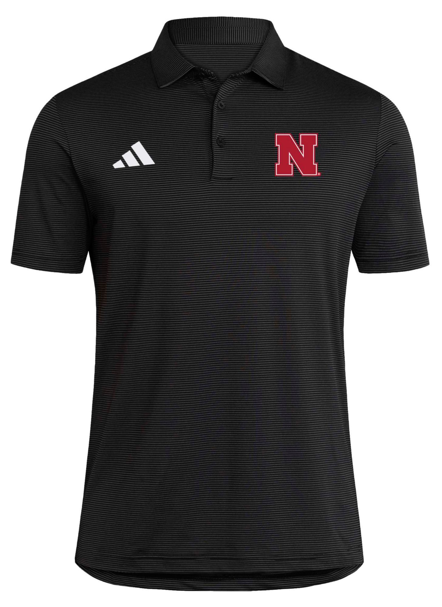 adidas Men's Nebraska Cornhuskers Black Ultimate Stripe Coaches Polo