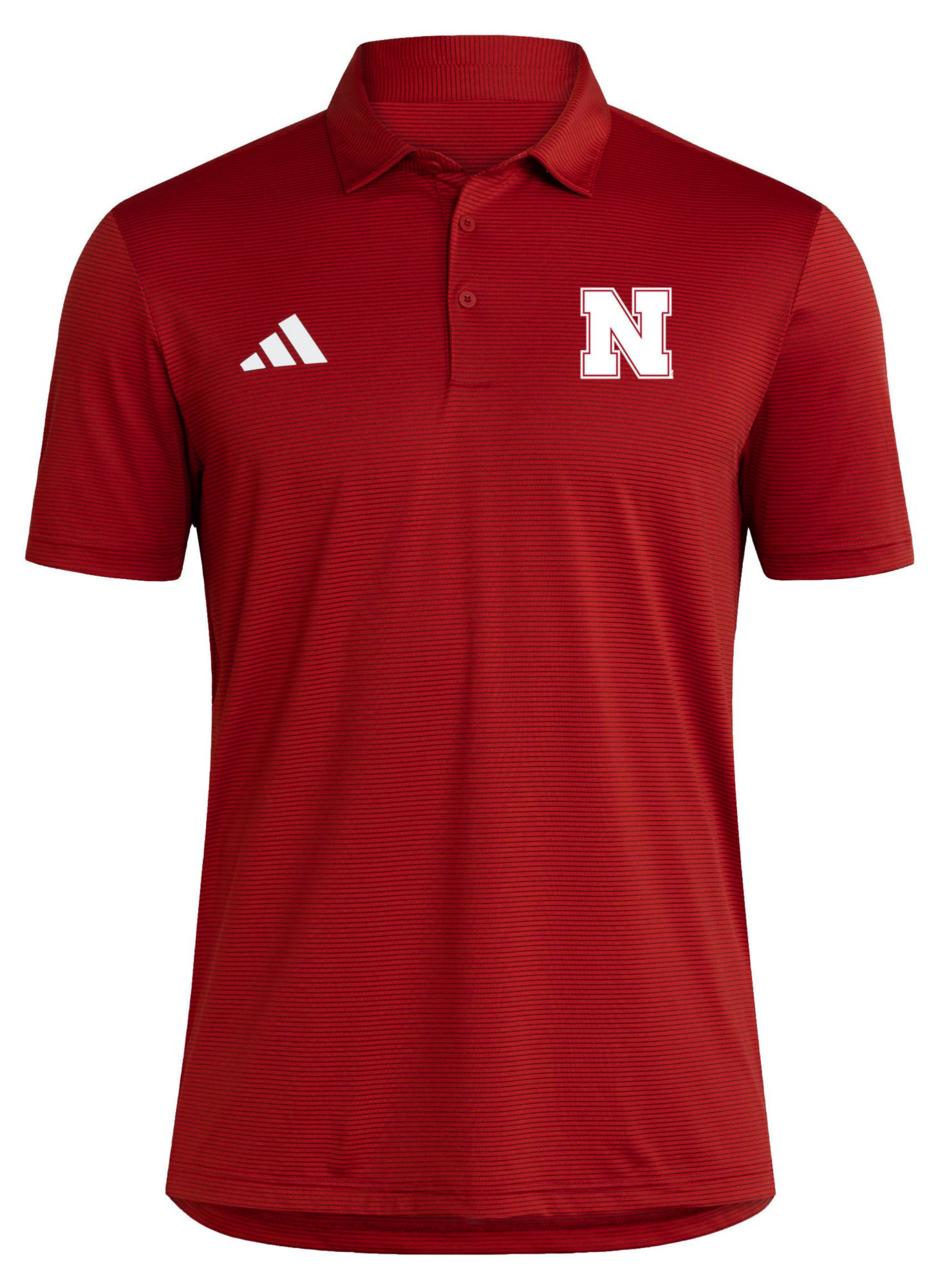 adidas Men's Nebraska Cornhuskers Red Ultimate Stripe Coaches Polo