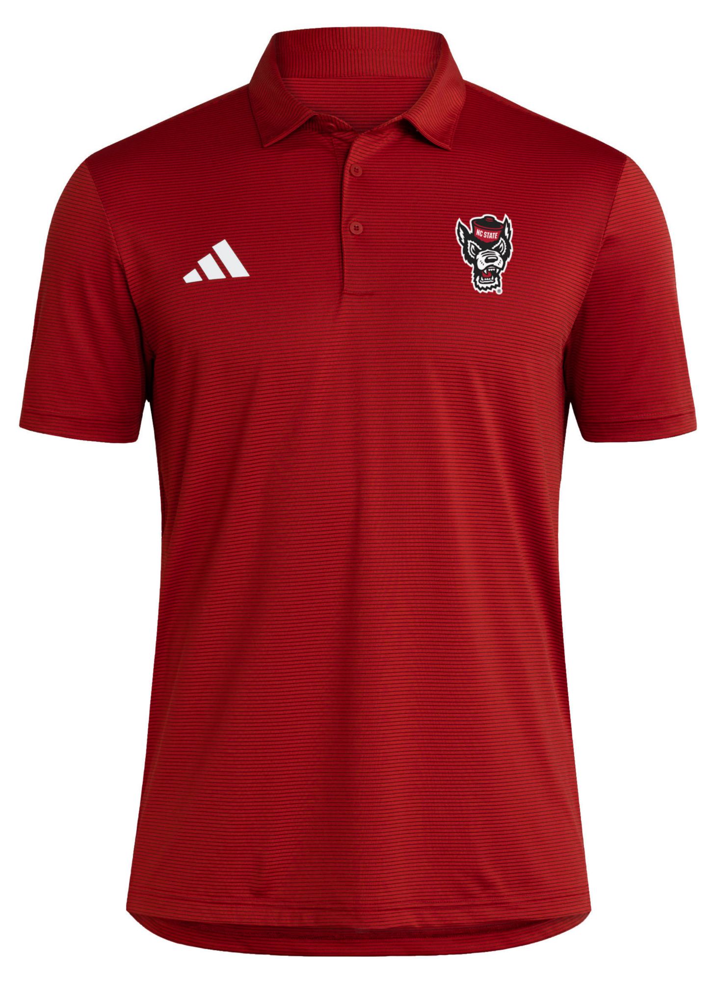 adidas Men's NC State Wolfpack Red Ultimate Stripe Coaches Polo