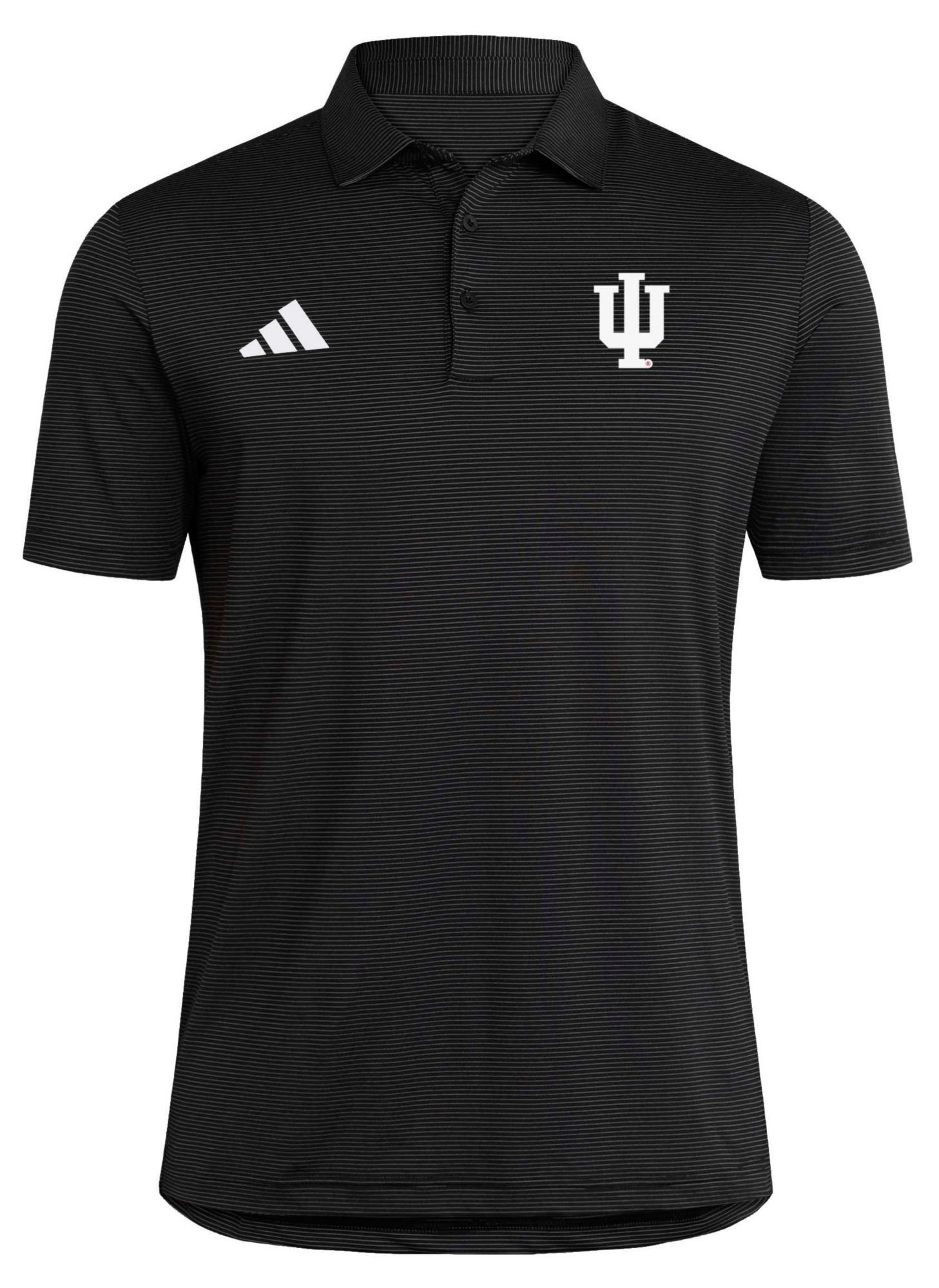 adidas Men's Indiana Hoosiers Black Ultimate Stripe Coaches Polo