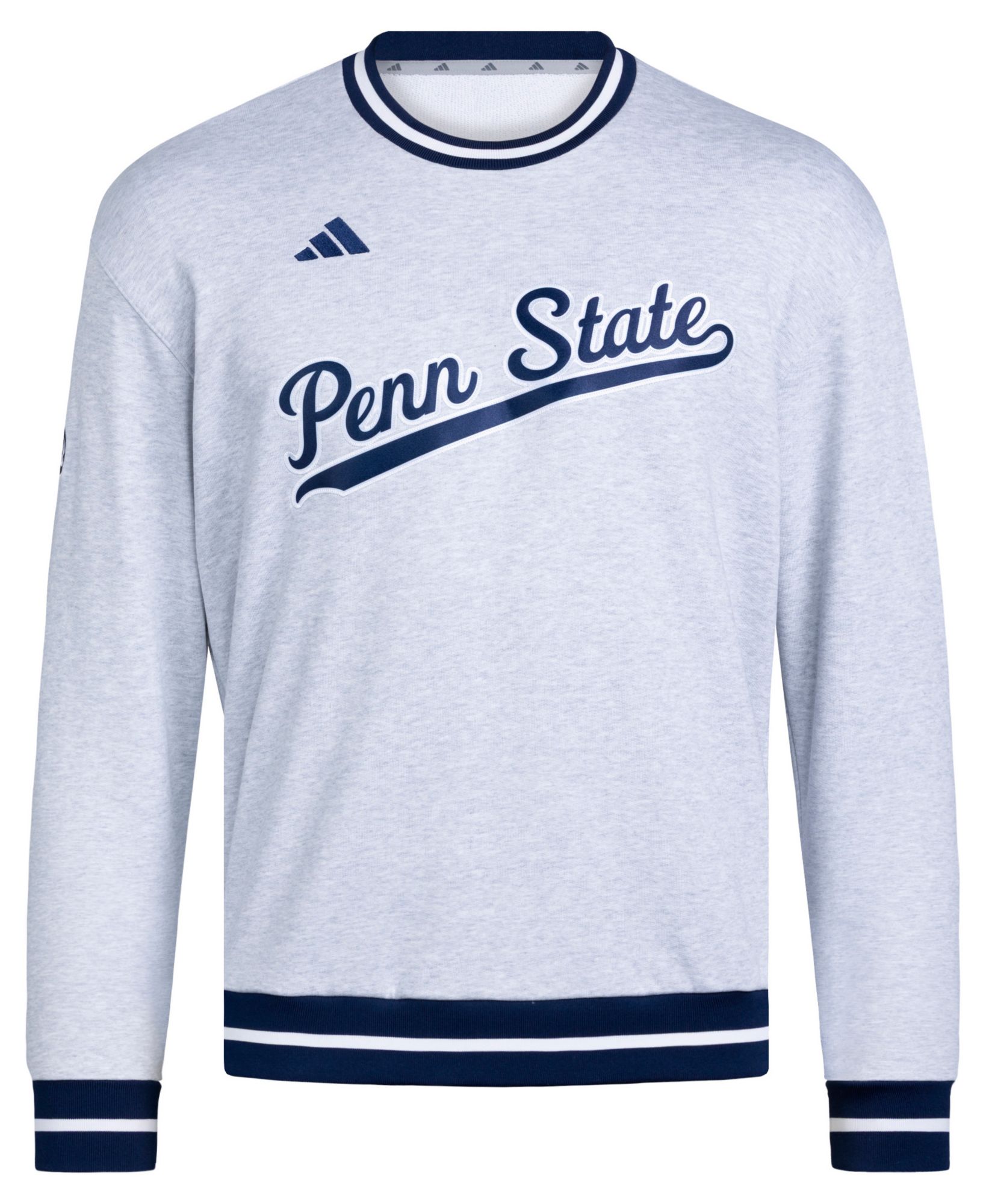 adidas Men's Penn State Nittany Lions Gray Dugout Ribbed Crewneck Sweatshirt, Medium