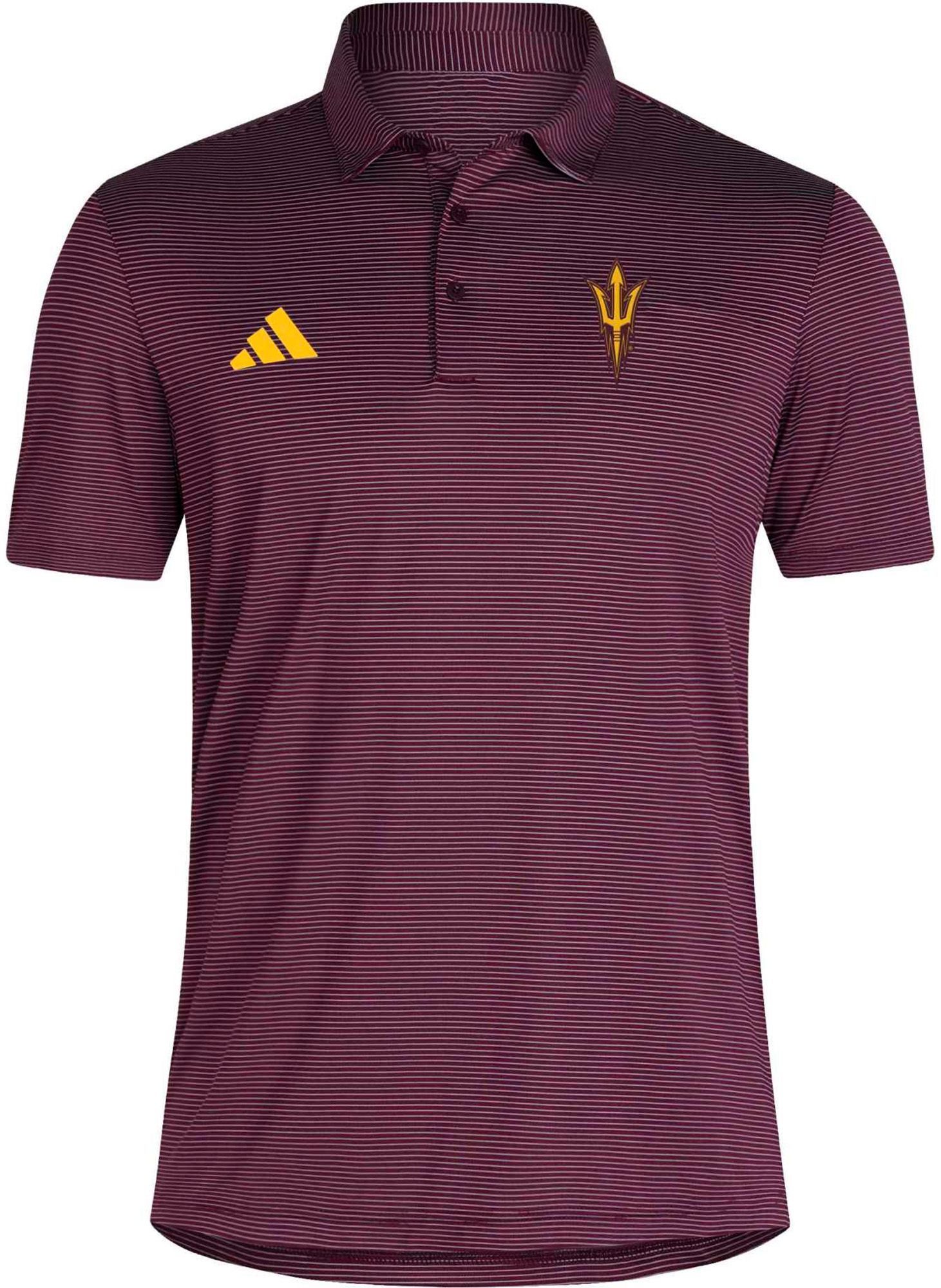 adidas Men's Arizona State Sun Devils Maroon Ultimate Stripe Coaches Polo