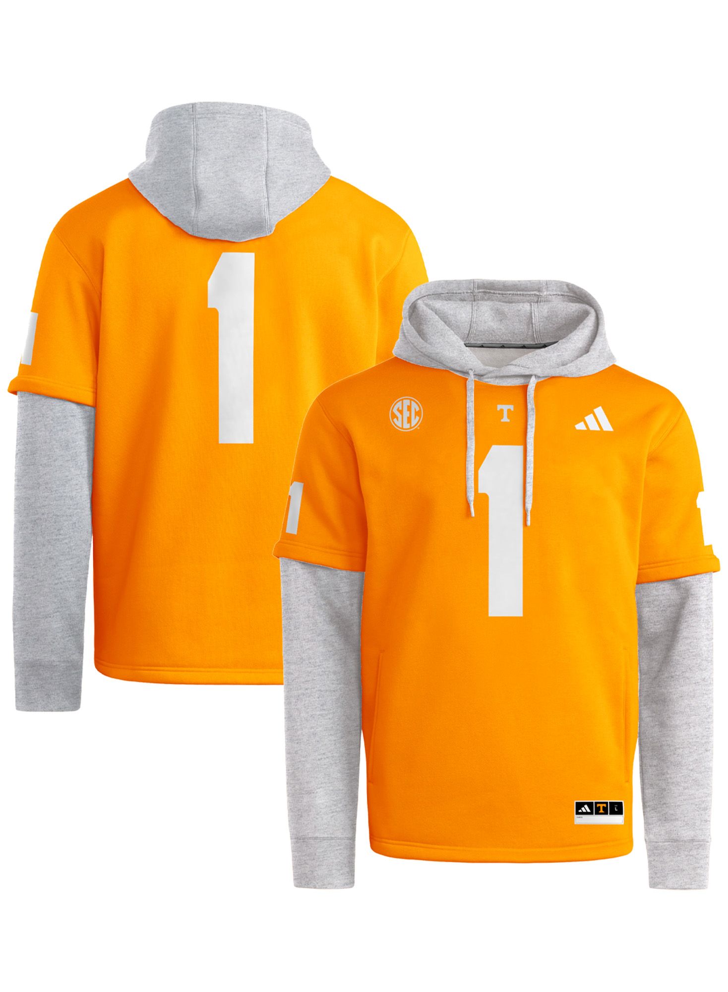 adidas Adult Tennessee Volunteers Bright Orange Hoodie Football Jersey
