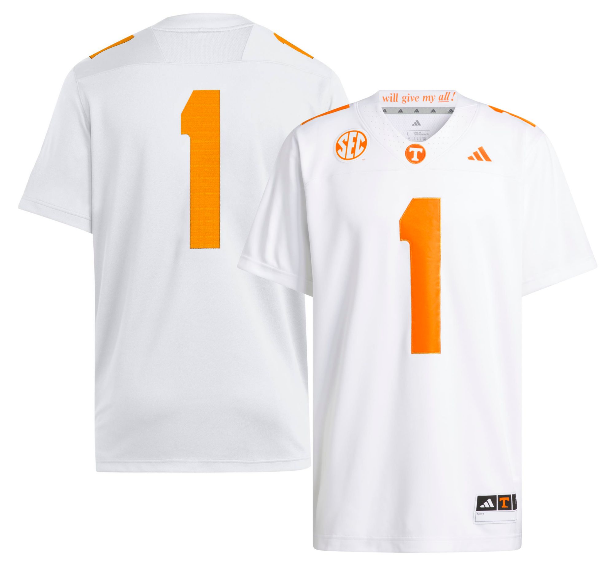 adidas Men's Tennessee Volunteers White Away Premier Jersey