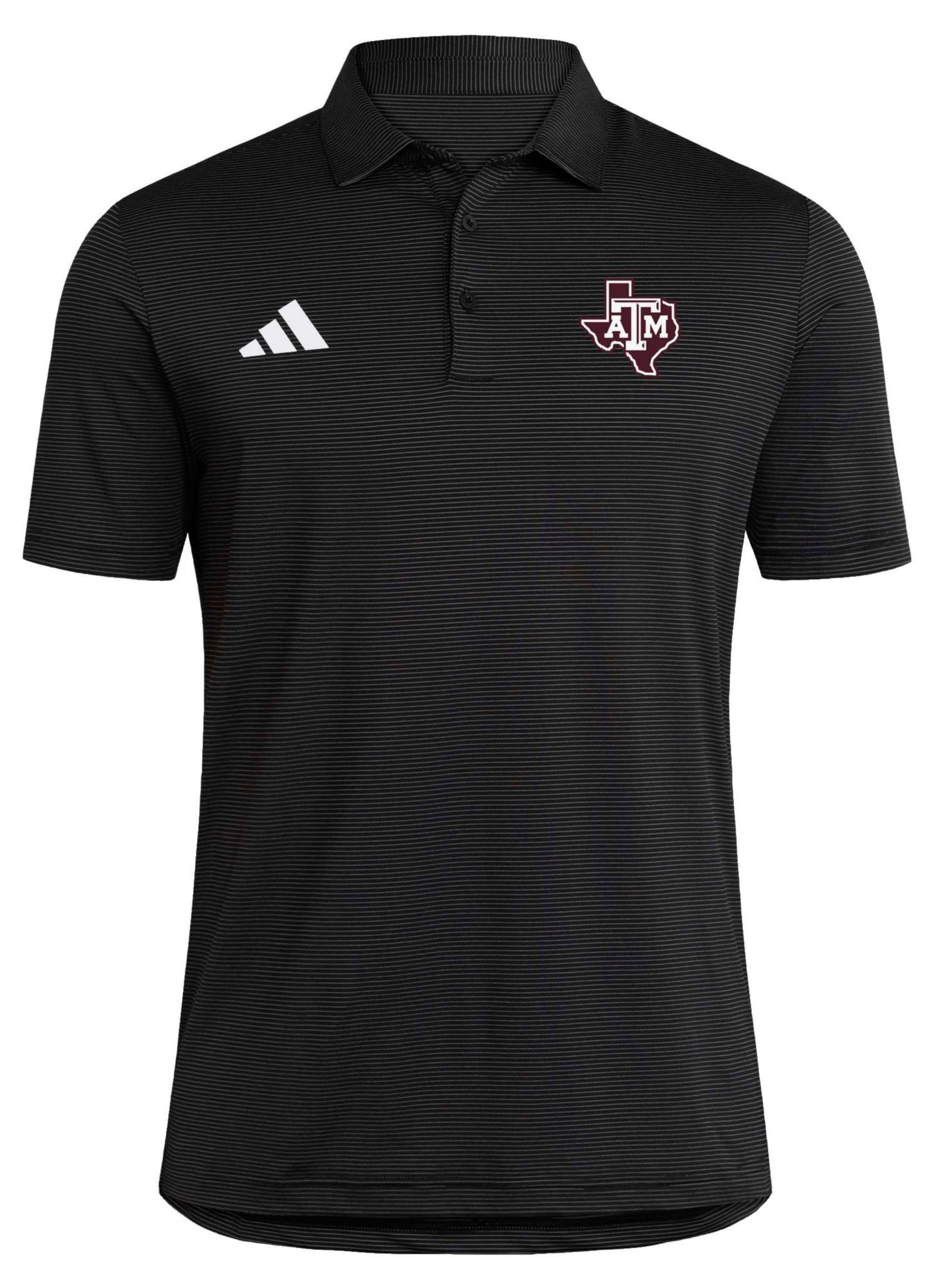 adidas Men's Texas A&M Aggies Black Ultimate Stripe Coaches Polo