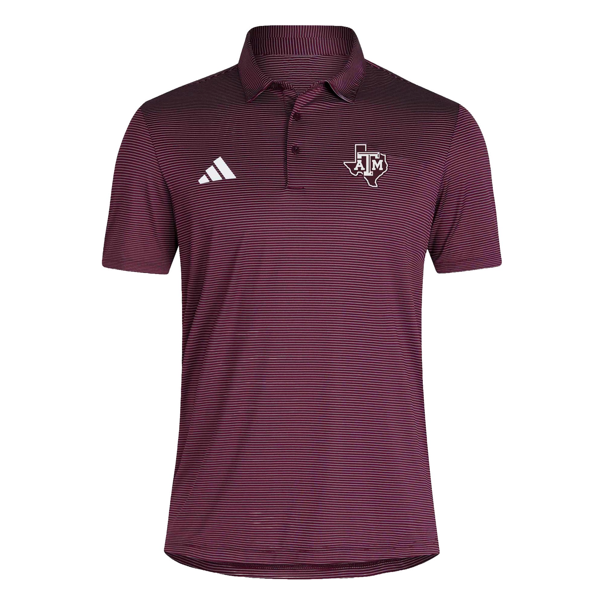 adidas Men's Texas A&amp;M Aggies Maroon Ultimate Stripe Coaches Polo