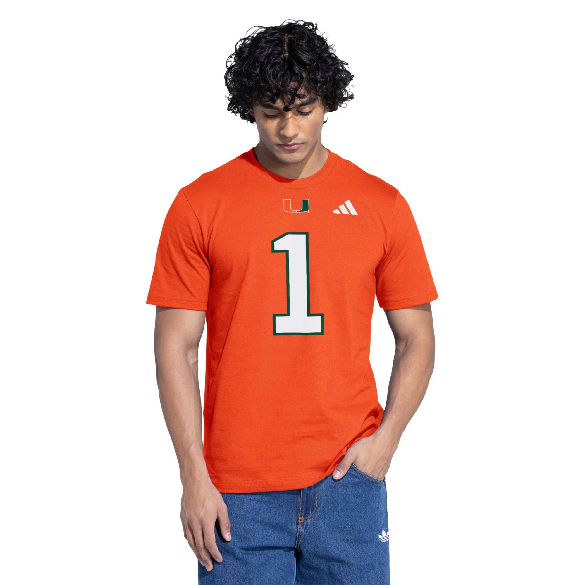 adidas Men's Miami Hurricanes Malachi Toney Orange T-Shirt