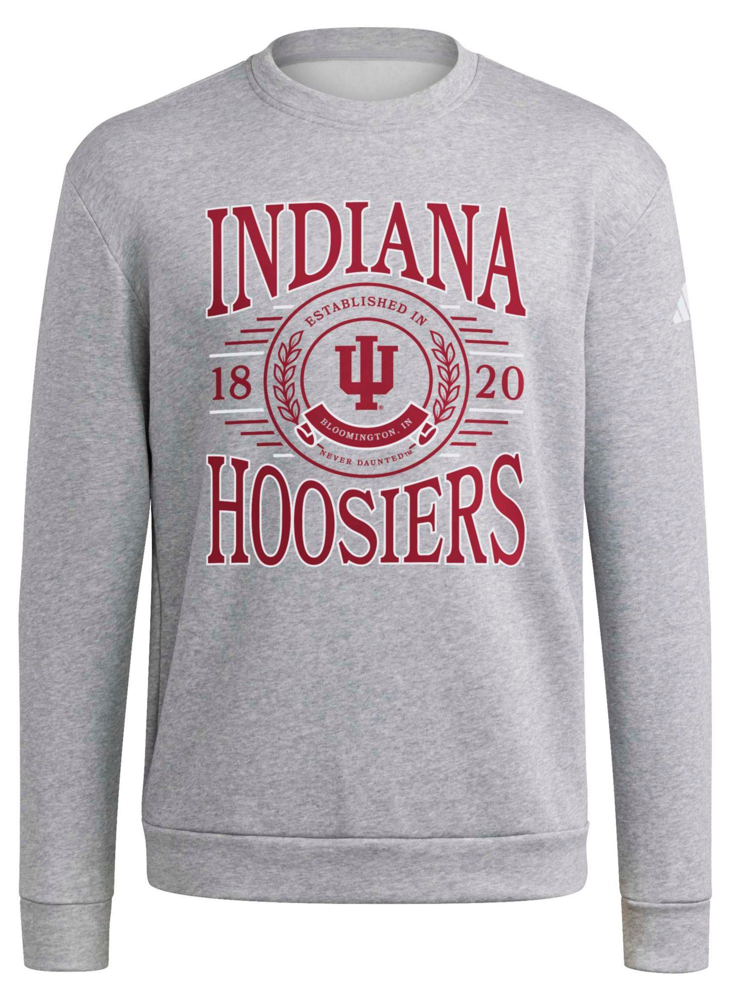 adidas Men's Indiana Hoosiers Wordmark Crest Crewneck Sweatshirt, XL, Gray