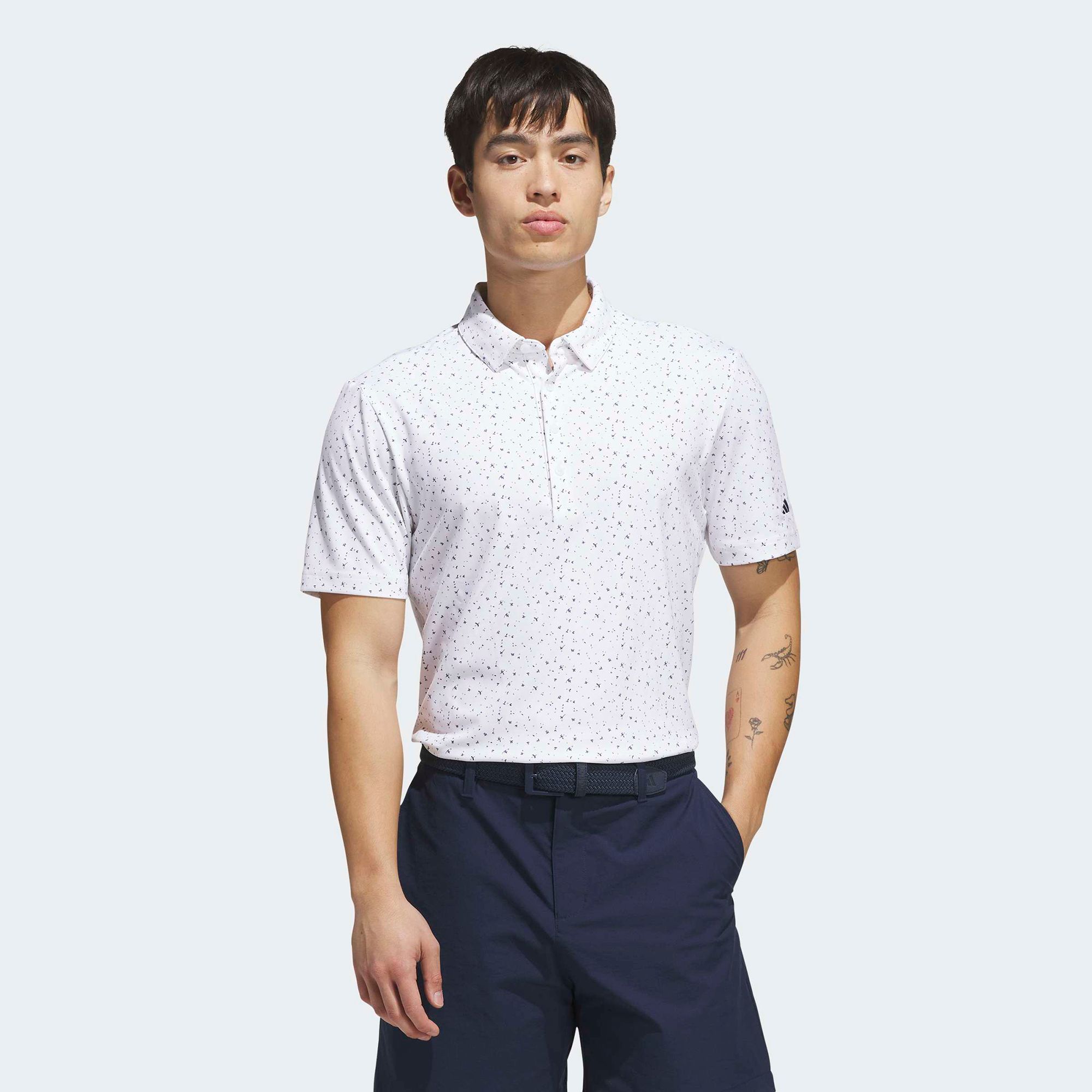 adidas Men's Ultimate365+ Climacool Butterspun Break Out Print Golf Polo, White