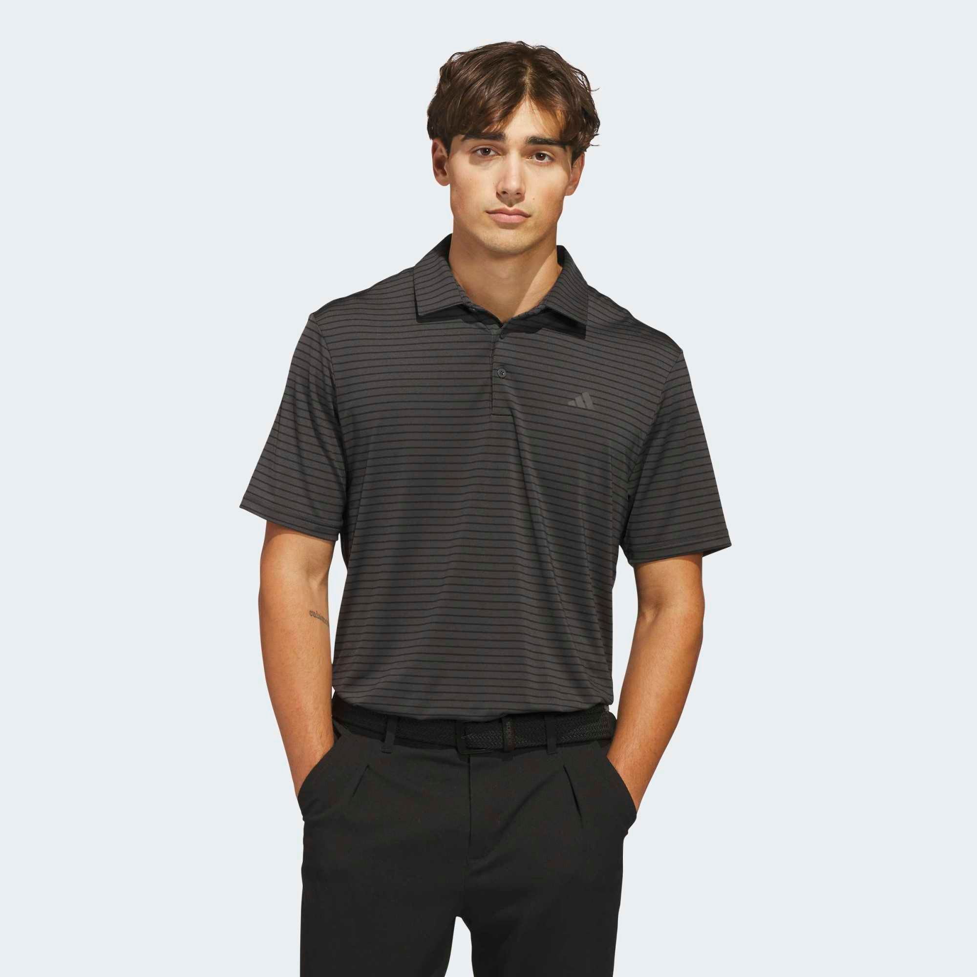 adidas Men's Performance Two-Color Stripe Golf Polo