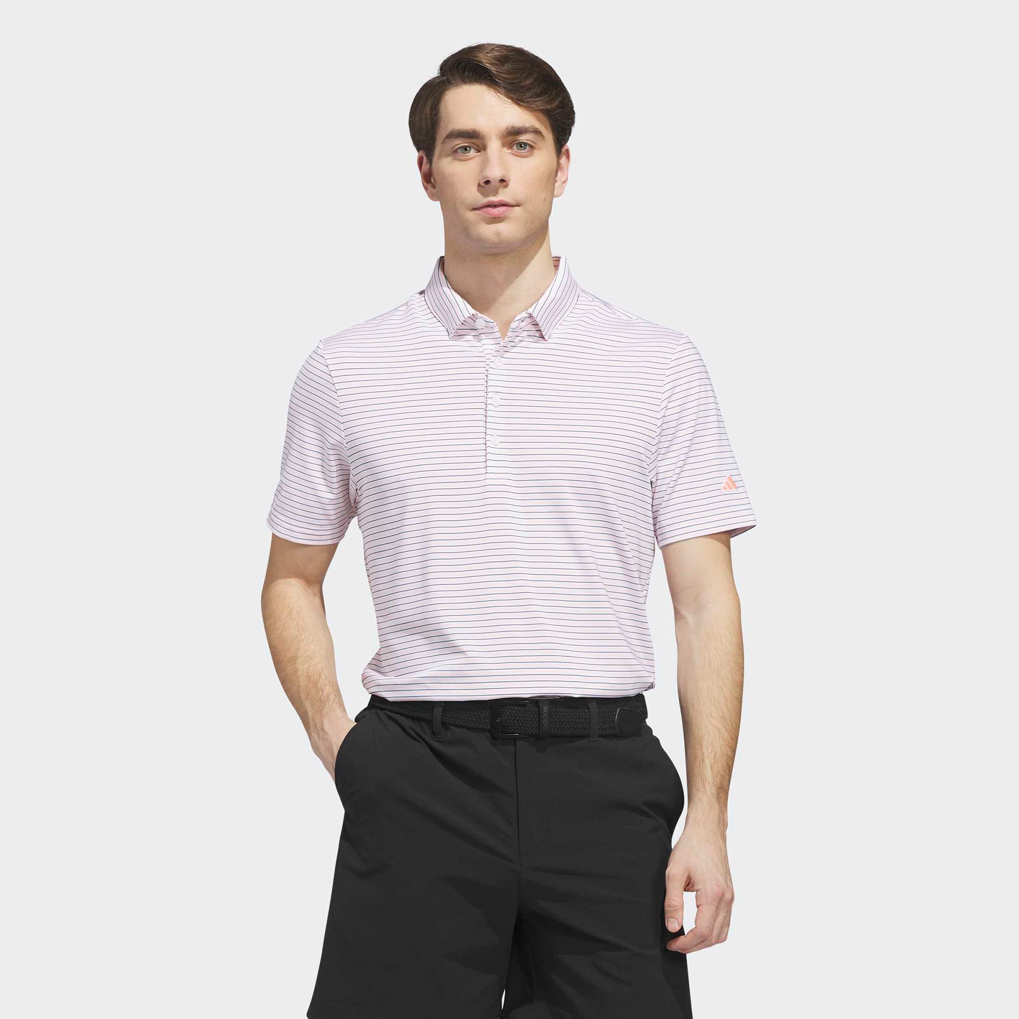 adidas Men's Ultimate365+ 3 Color Stripe Golf Polo - White