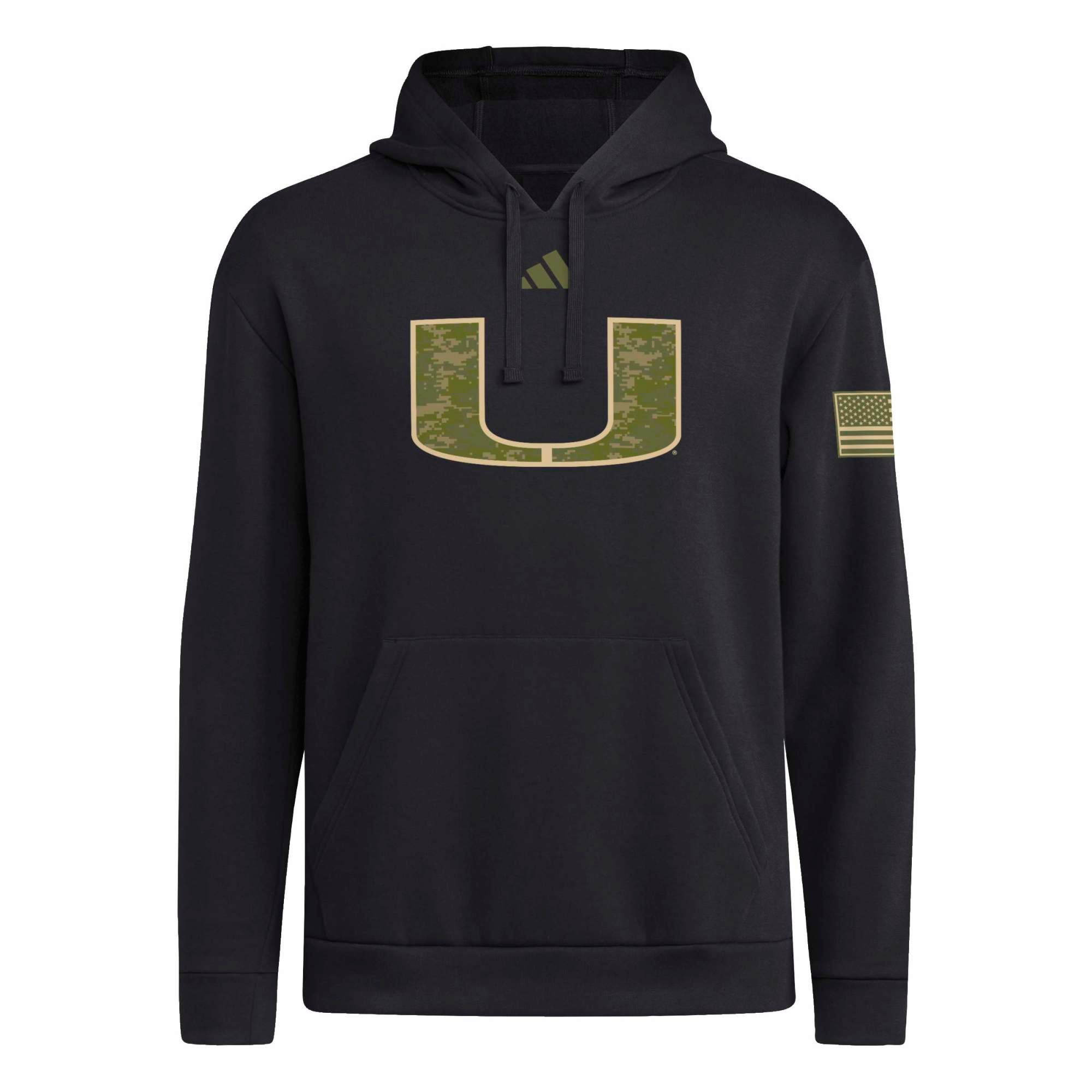 adidas Adult Miami Hurricanes Honor and Support Strategy Hoodie, Men's, XXL, Black