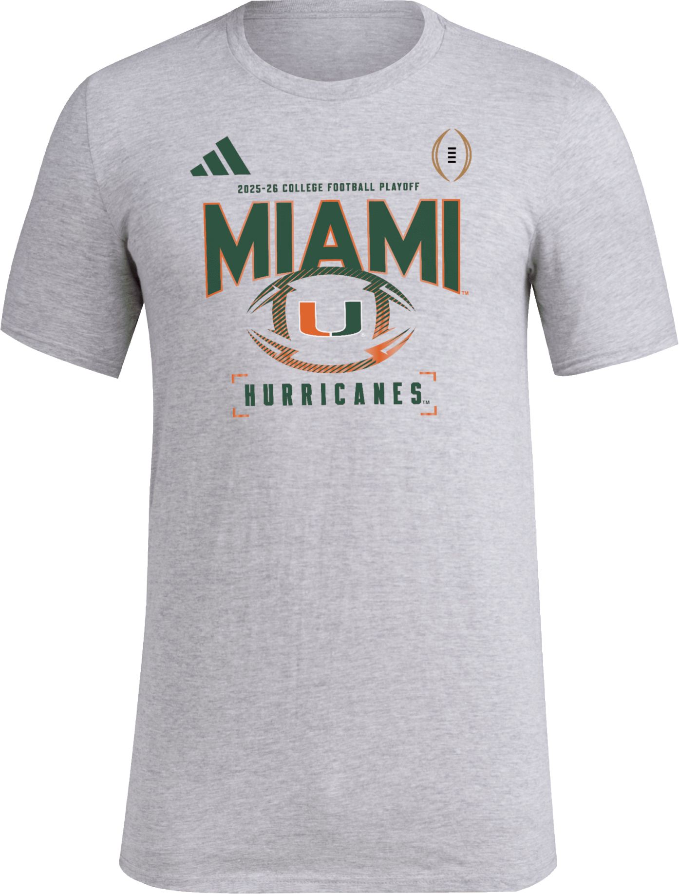 adidas Adult Miami Hurricanes 2026 CFP National Championship Bound Grey T-Shirt