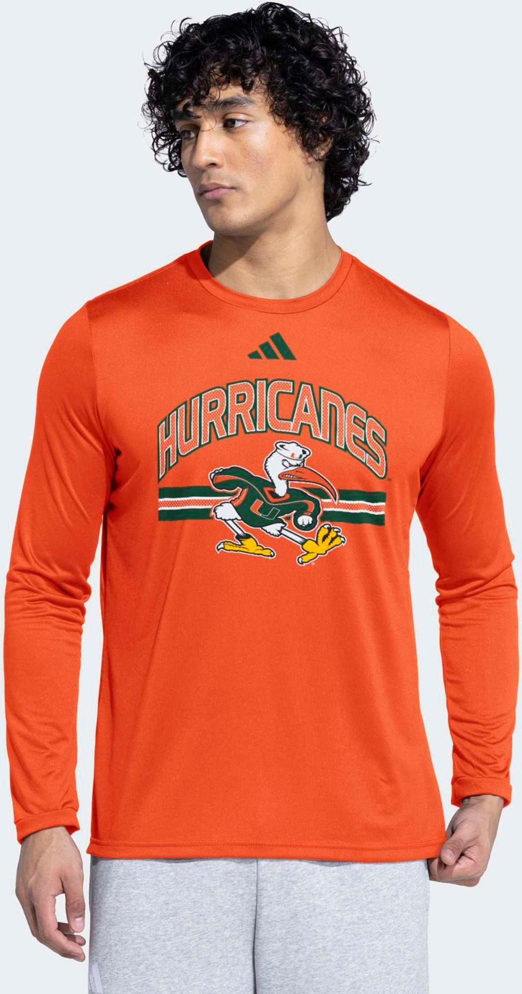 adidas Adult Miami Hurricanes 2001 Football National Champions Orange Long Sleeve Shirt