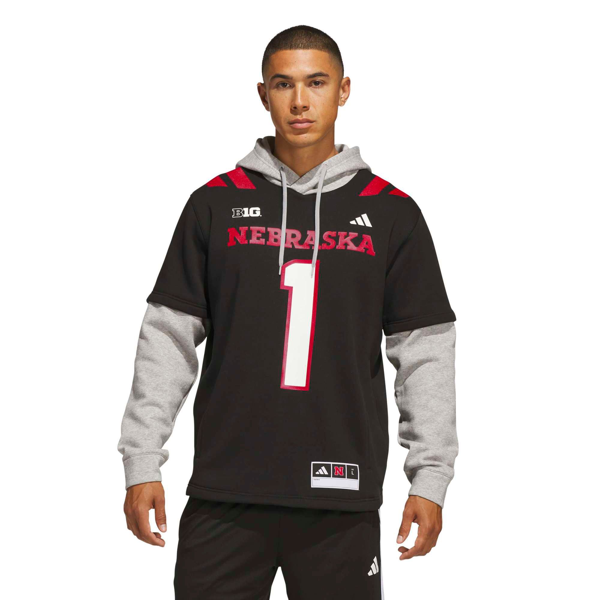 adidas Adult Nebraska Cornhuskers Pullover Hoodie Jersey