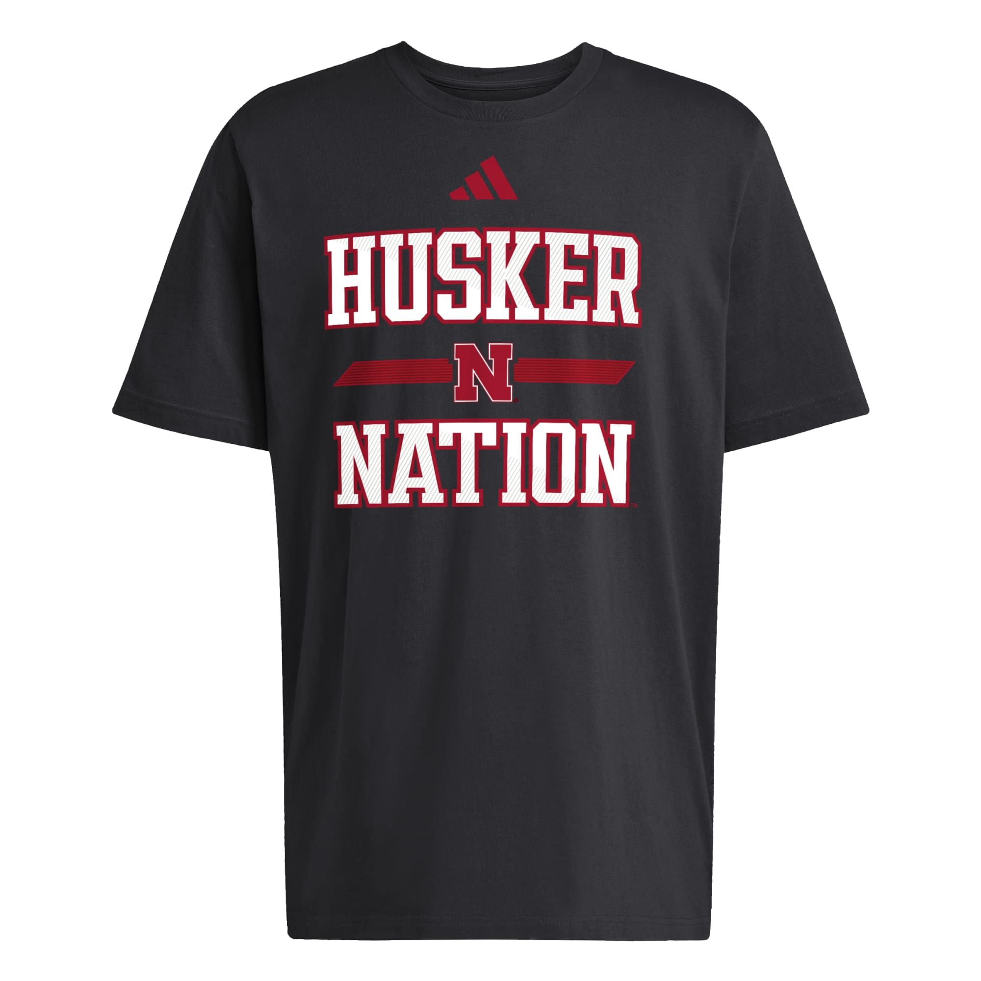 adidas Men's Nebraska Huskers Our Red Burns Brighter Screen-Print Graphics Regular-Fit T-Shirt - Black