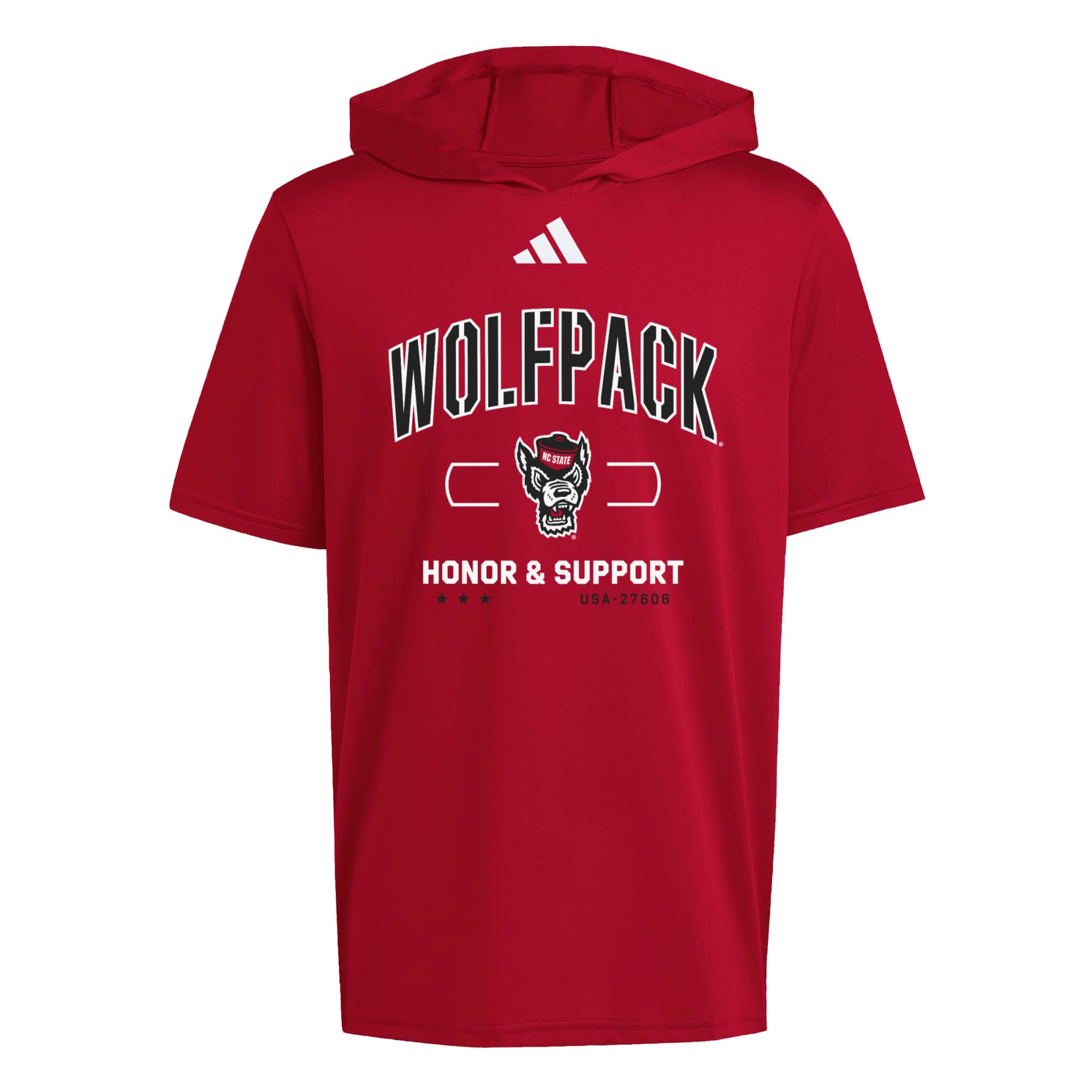 adidas Adult NC State Wolfpack Honor And Support Short Sleeve Hoodie