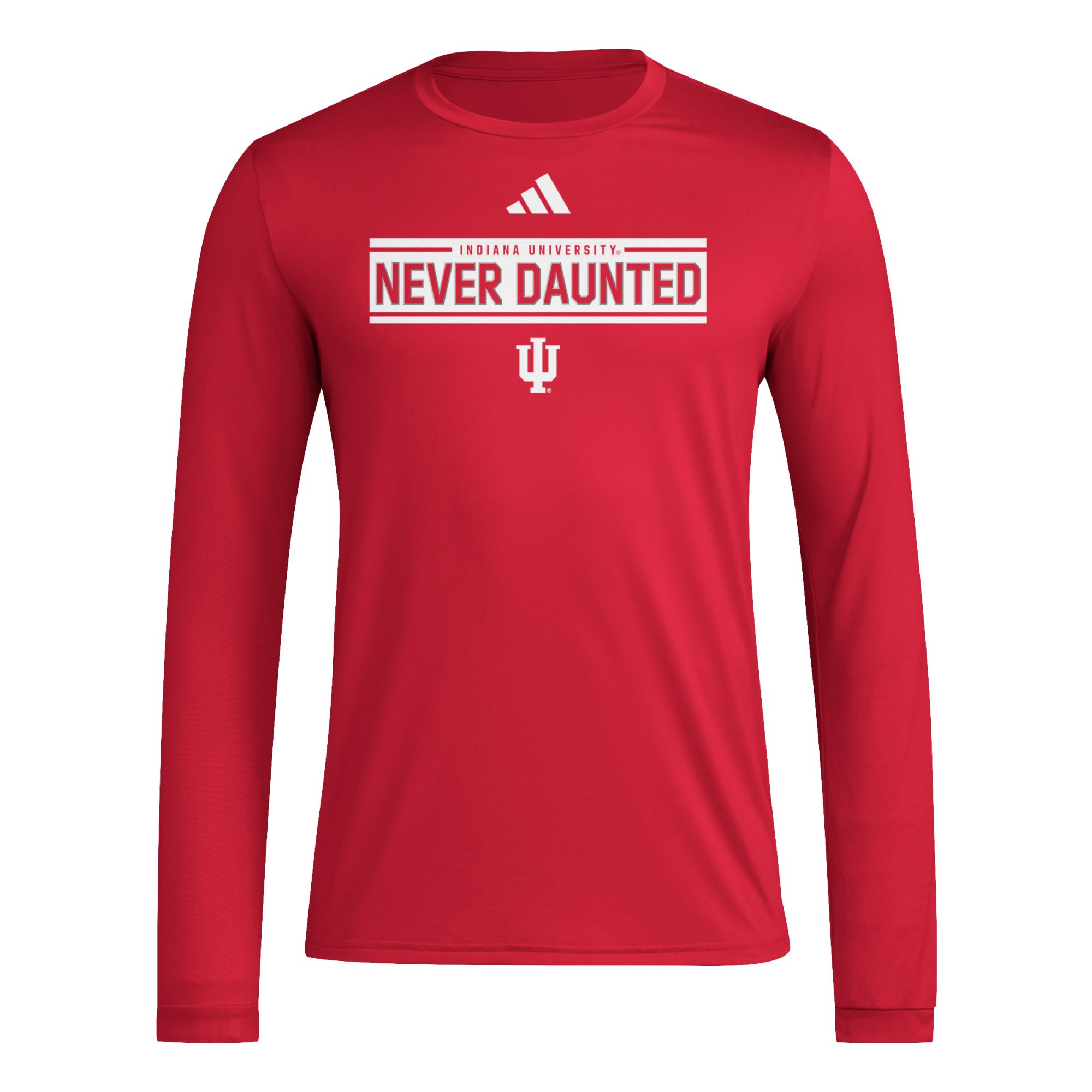 adidas Men's Indiana Hoosiers Red Pregame Slogan Long Sleeve T-Shirt