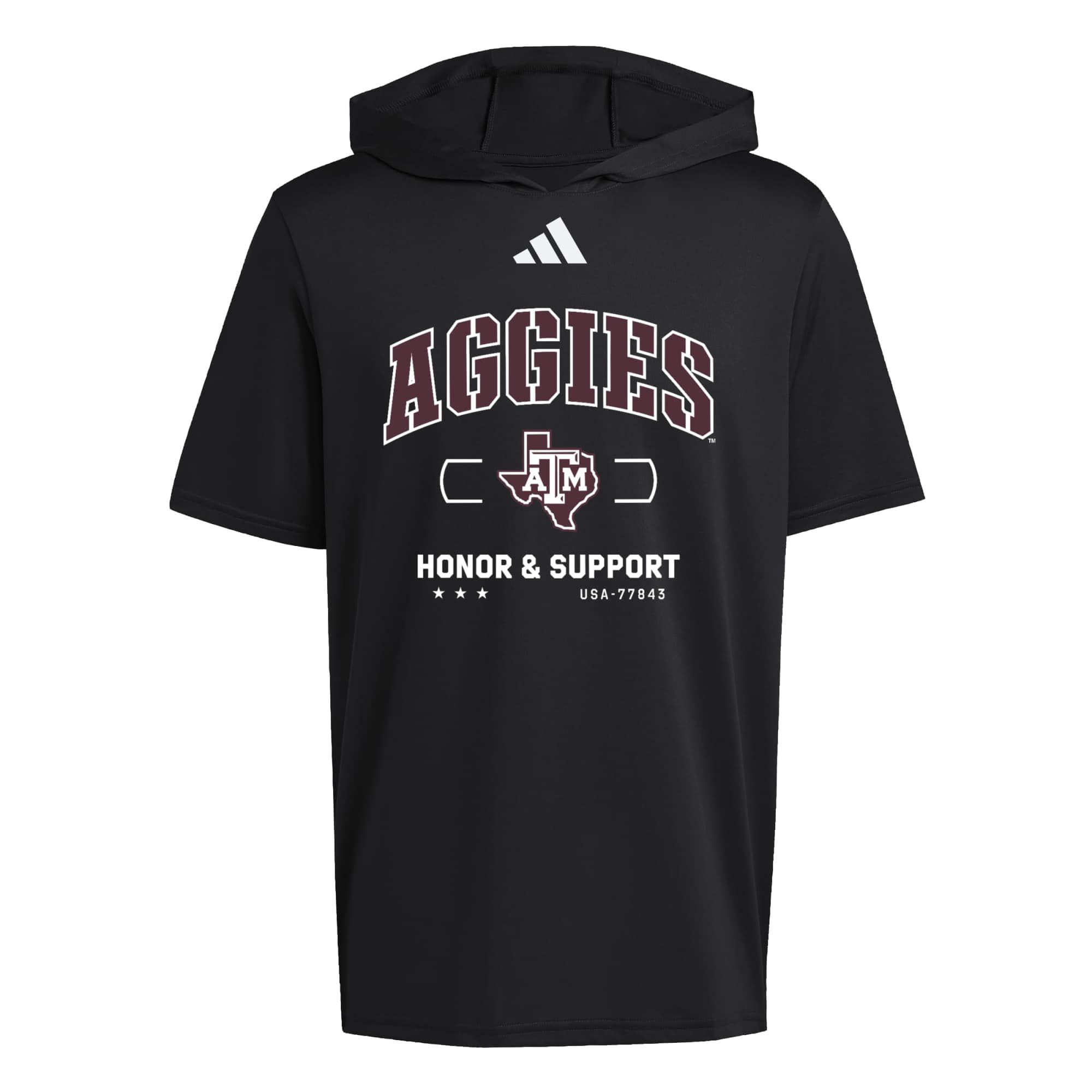 adidas Adult Texas A&amp;M Aggies Honor and Support Short Sleeve Hoodie