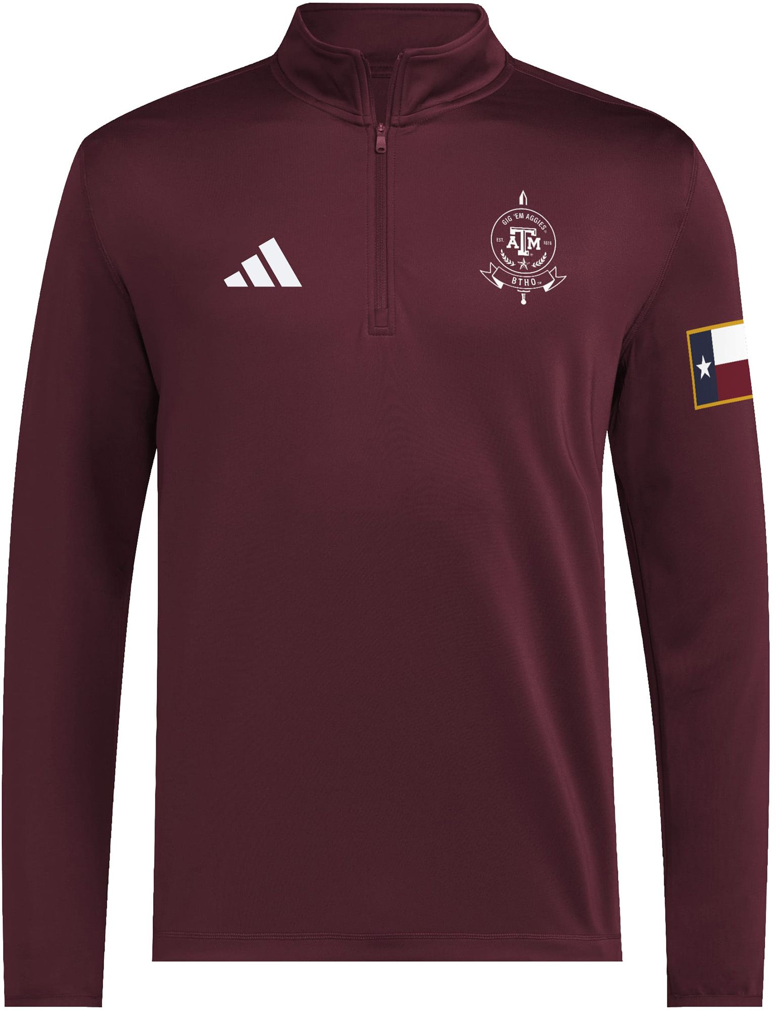 adidas Adult Texas A&M Aggies Team Maroon Honor and Support 1/4 Zip Jacket