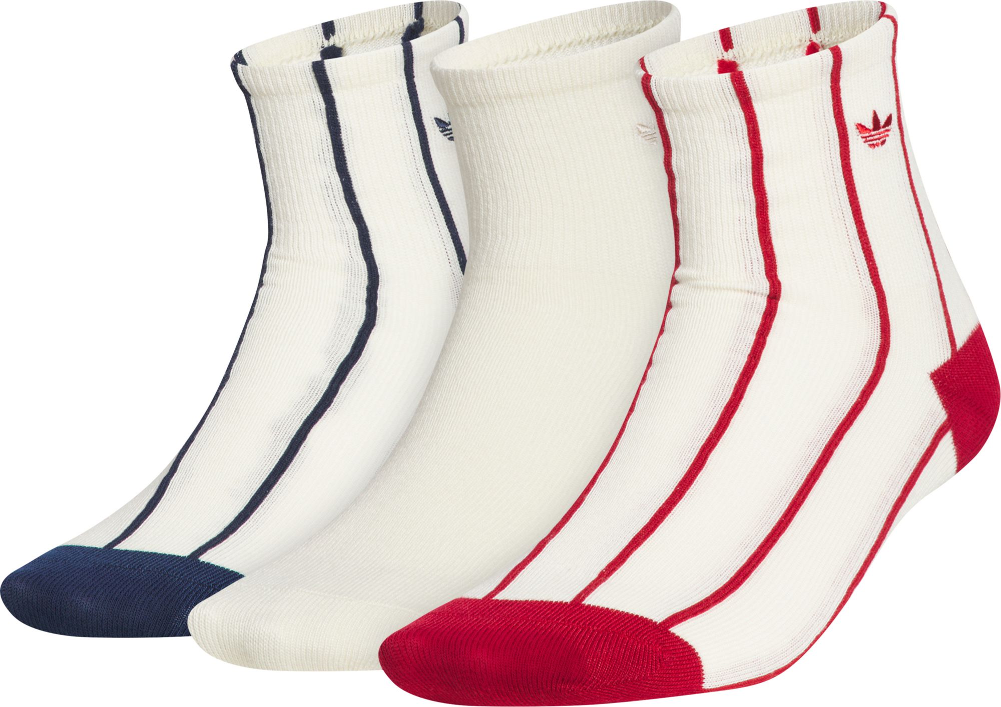 adidas 3-Pack Pinstripe High Quarter Socks