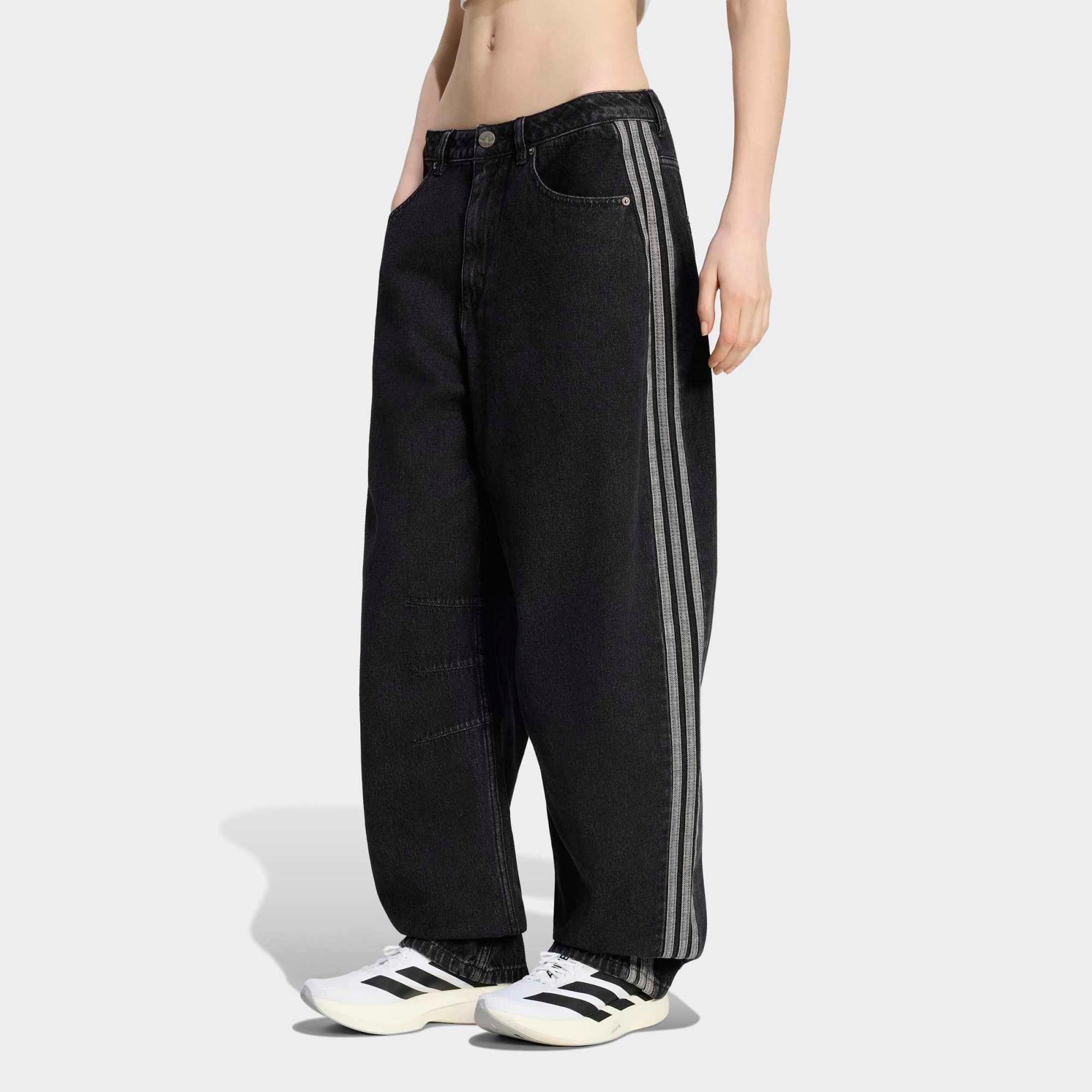 adidas Originals Women's High Rise Barrel Leg Denim Jeans