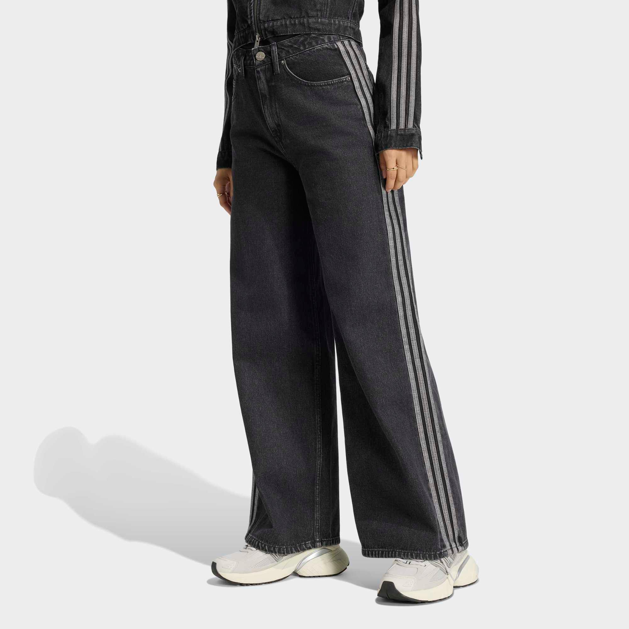 adidas Originals Women's High-Rise Wide Leg Denim Pants