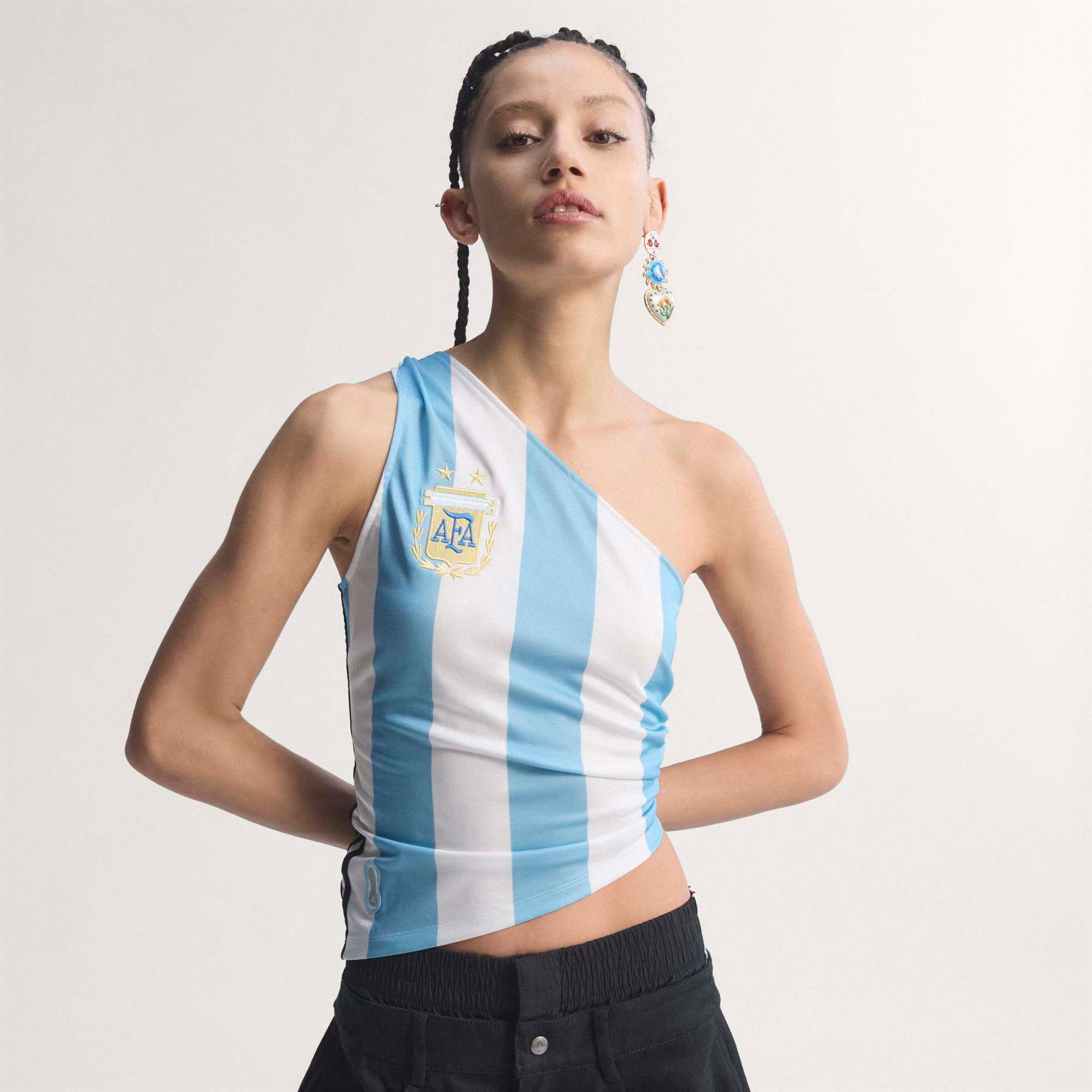 adidas Originals Women's Argentina One-Shoulder Reconstructed Bringback Jersey