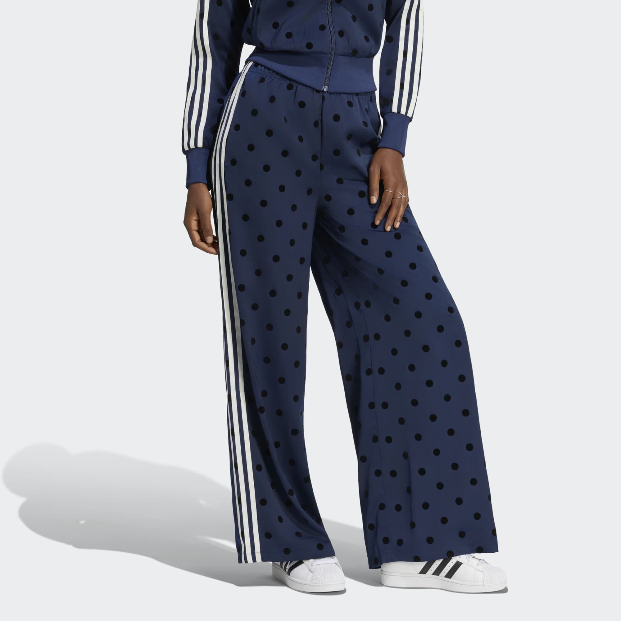 adidas Originals Women's Satin Polka Dots Wide Leg Pant