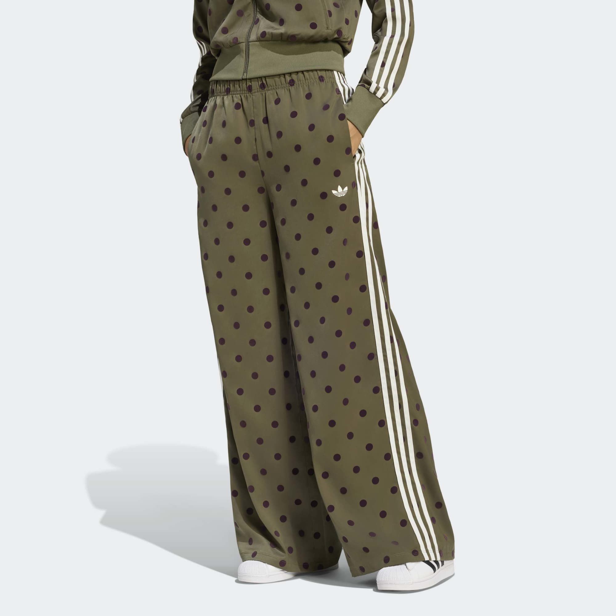 adidas Originals Women's Satin Polka Dots Wide Leg Pant