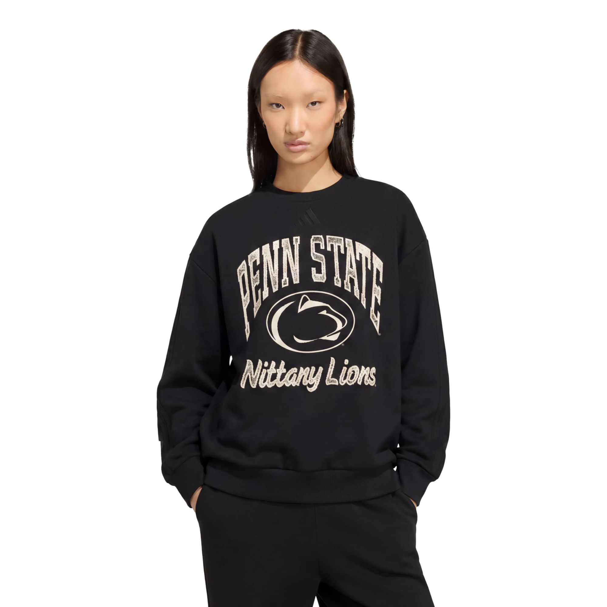 adidas Women's Penn State Nittany Lions Fleece Crew Sweatshirt, Small, Black